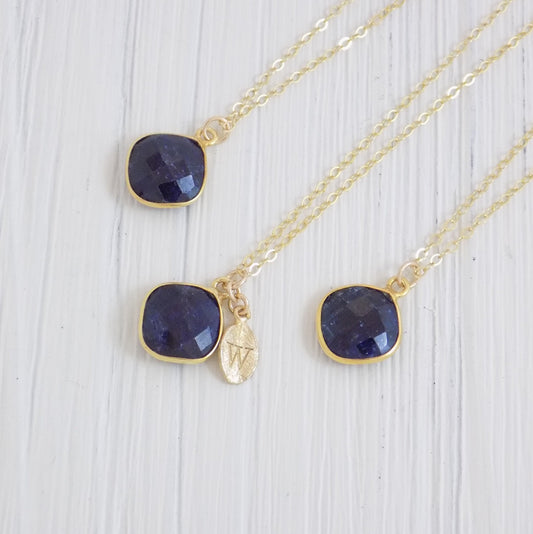 September Birthstone Necklace - Blue Sapphire Necklace - Personalized Sapphire Necklace - Blue Stone Necklace Gold Layering Necklace