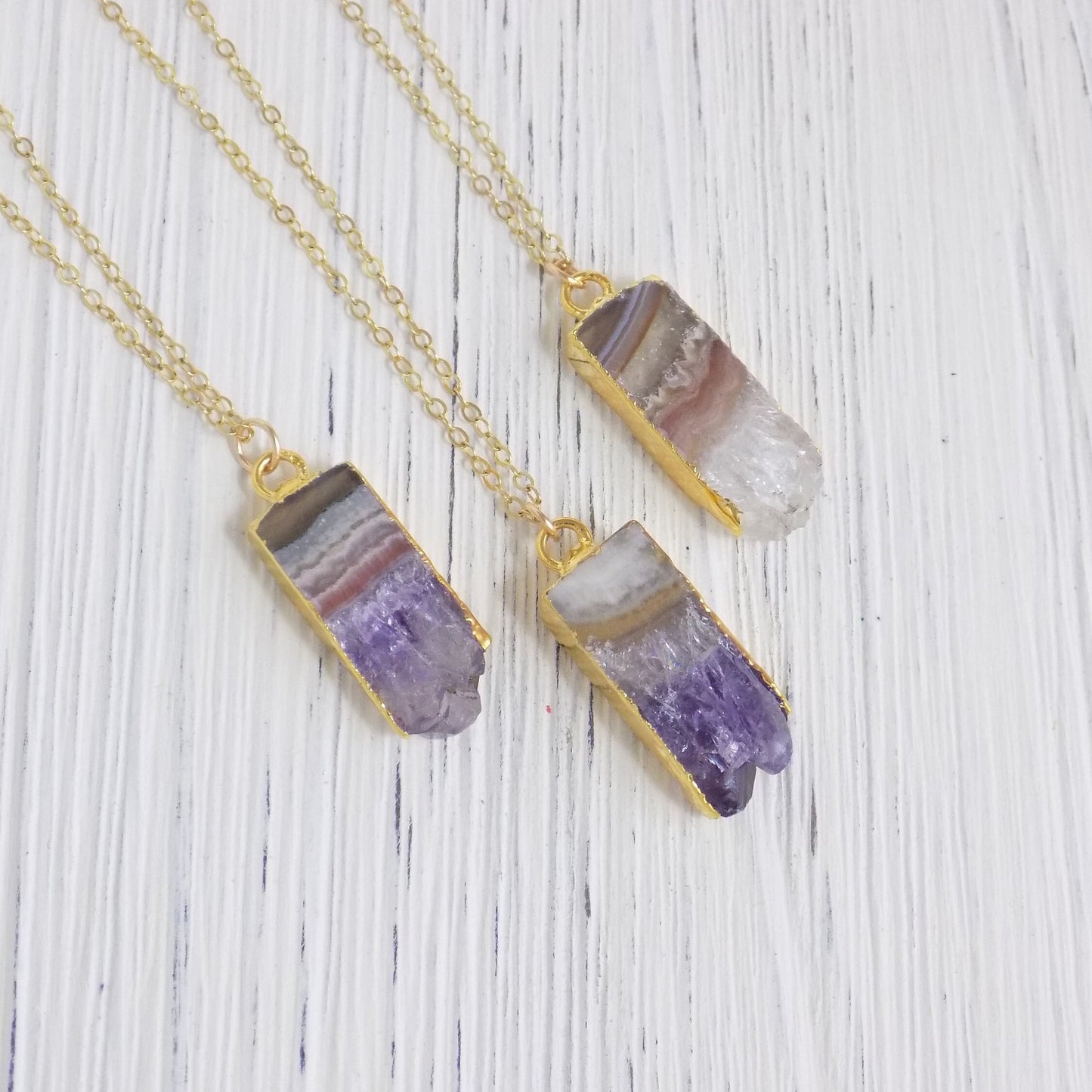 Personalized Necklace, Crystal Necklace, Amethyst Slice, Initial Necklace, Gold Amethyst, Druzy Necklace, Purple Crystal, Long Layer R14-12