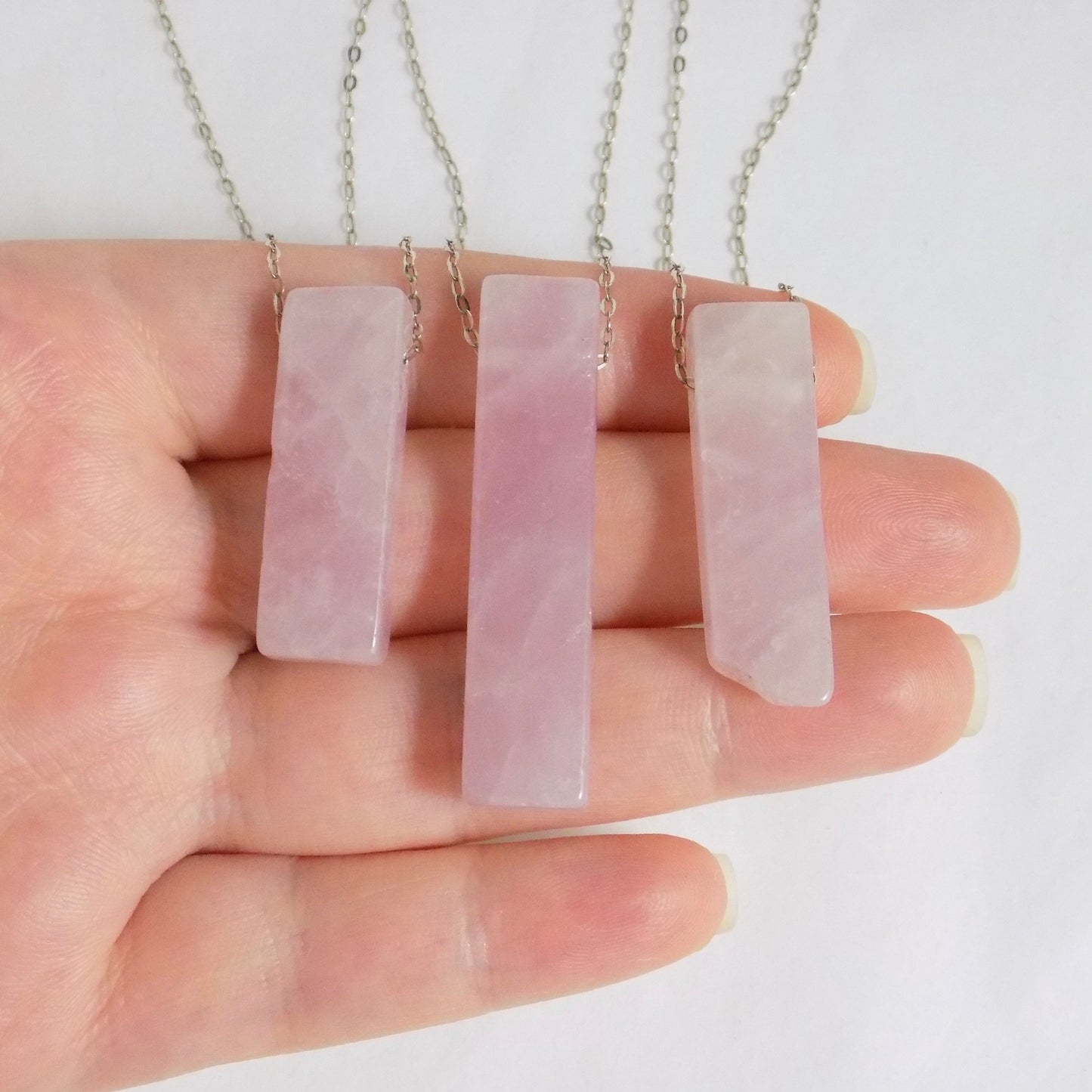 Christmas Gift, Rose Quartz Necklace, Rose Quartz Jewelry, Crystal Point, Light Pink Stone, Gold Or Silver Layer, Wife Gift Women K4-01