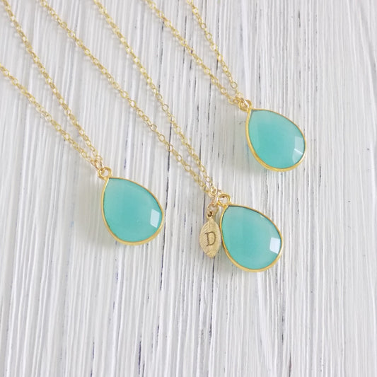 Gift For Her - Personalized Aqua Chalcedony Necklace