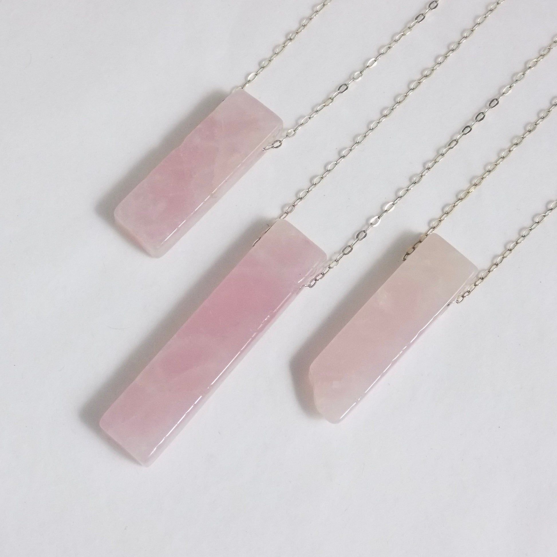 Rose Quartz Necklace, Light Pink Gemstone, Gold Or Silver Layer, Gift For Mom, K4-01