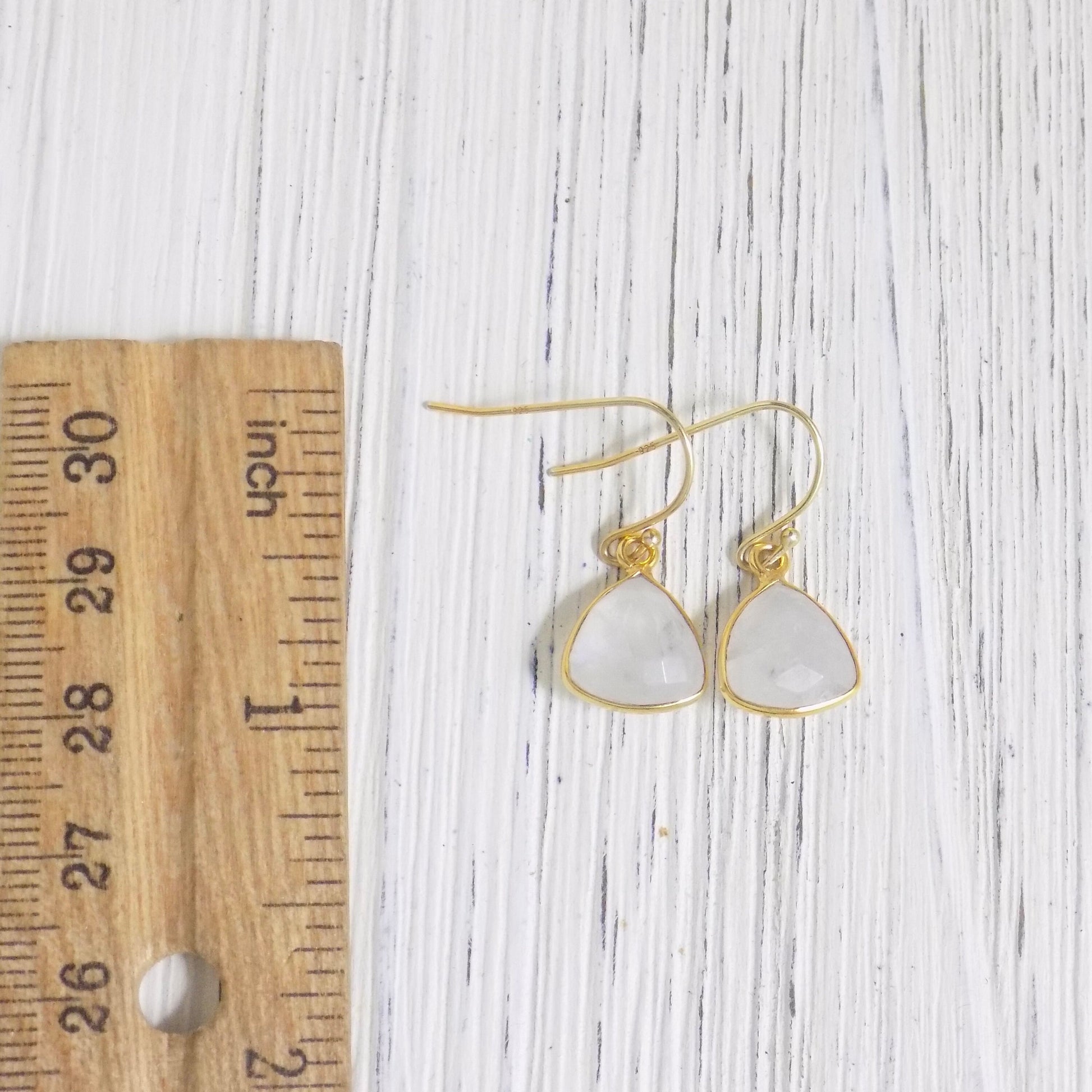 White Moonstone Earrings Gold, Unique Moonstone Dangle Earring, Minimalist Bridal Jewelry, Gift For Wife, M5-317