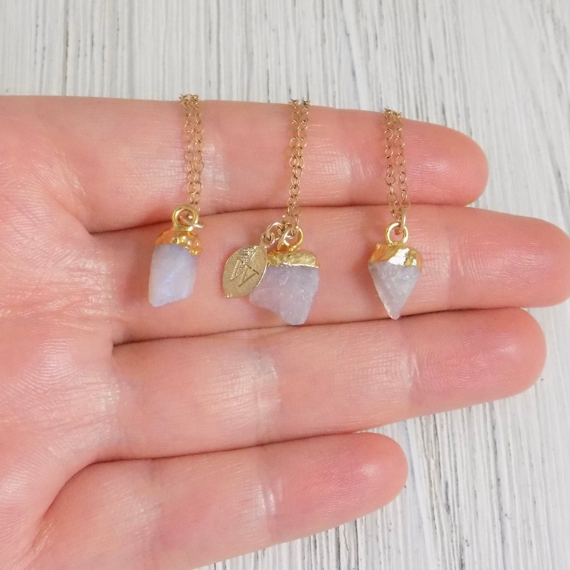 Christmas Gift Women, Raw Moonstone Necklace Gold, Personalized Moonstone Pendant, June Birthstone Jewelry, M5-306