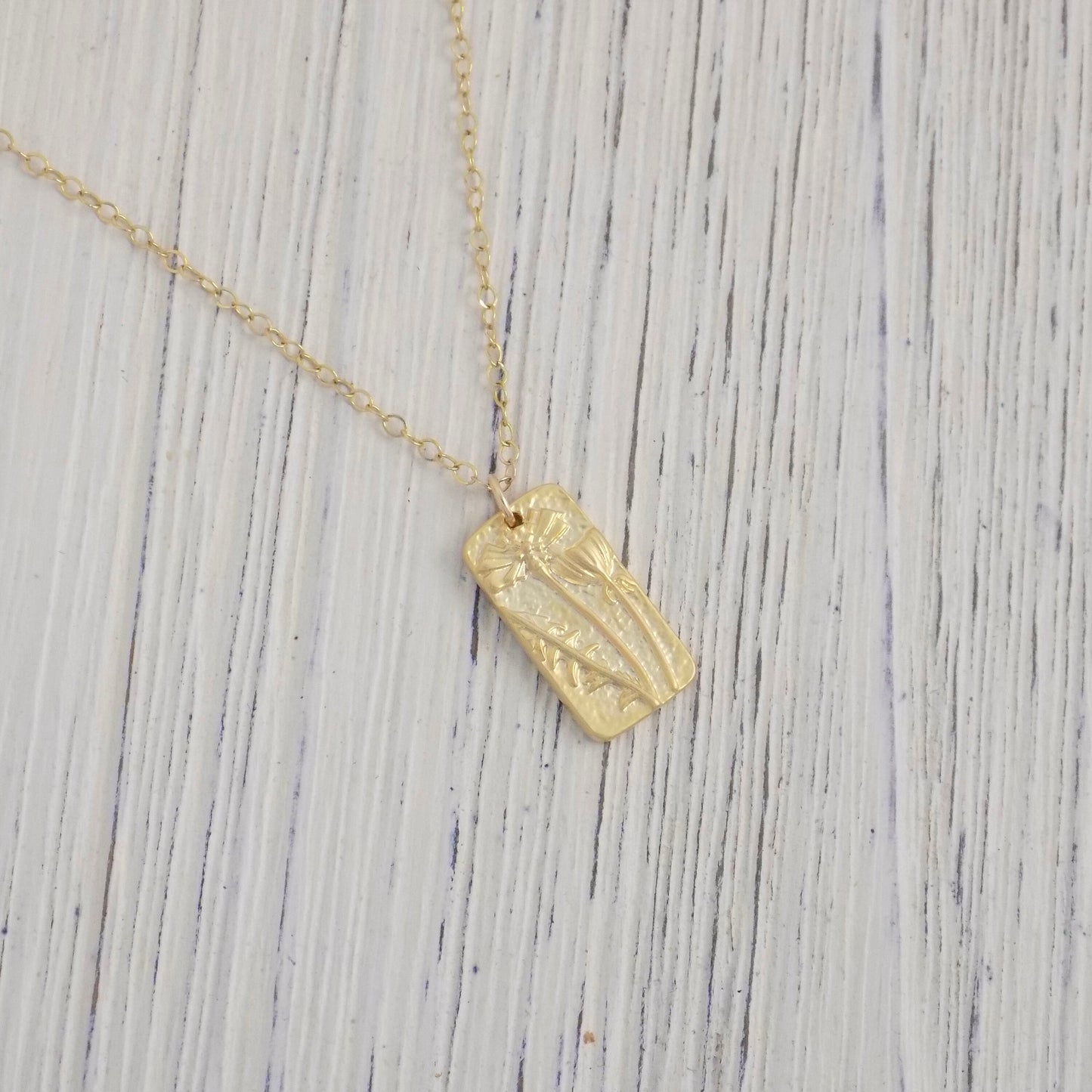 Gold Flower Necklace - Small Tag Necklace