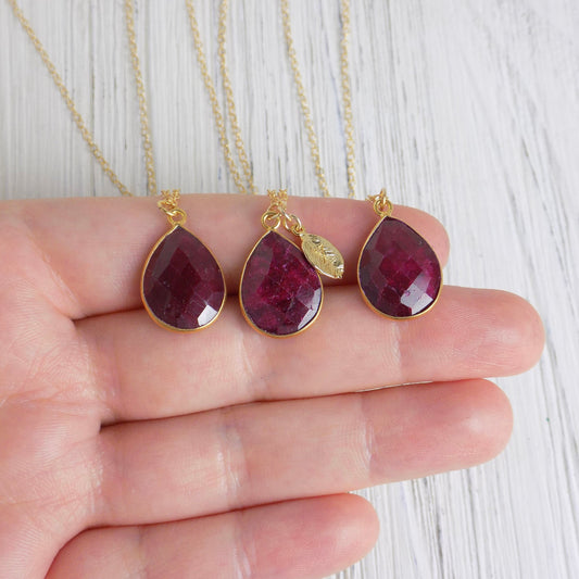 July Birthstone Necklace - Personalized Ruby Necklace