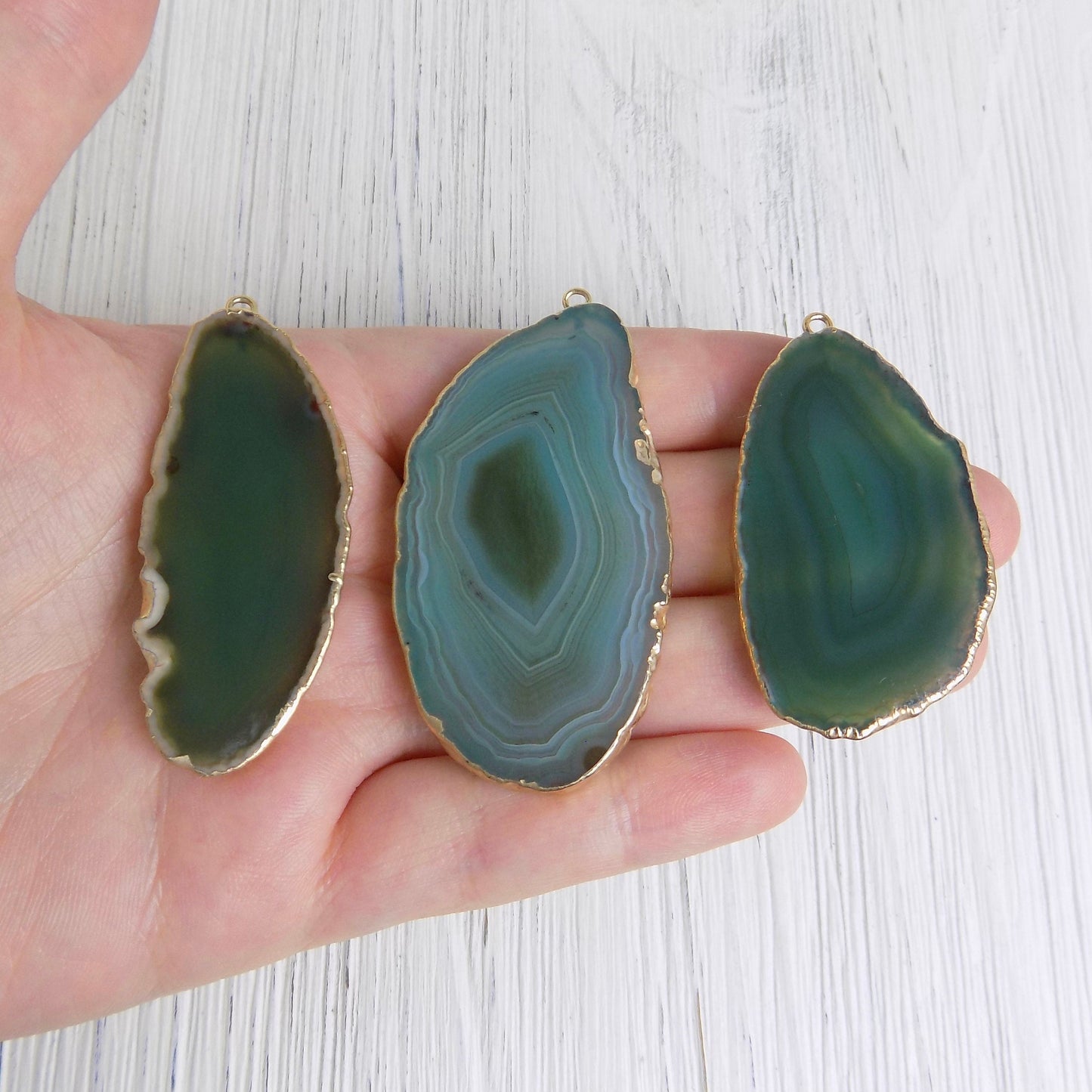 Boho Green Agate Necklace Gold, Geode Pendant Necklace, Statement Jewelry, Gift For Mom, G11-122