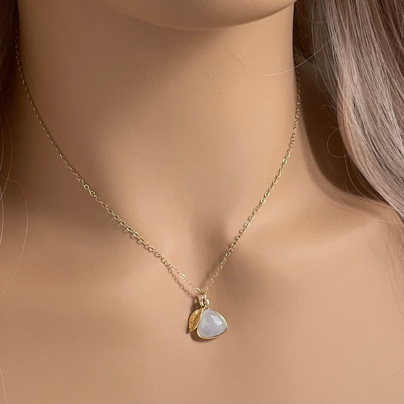 Moonstone Necklace - White Moonstone Necklace Gold