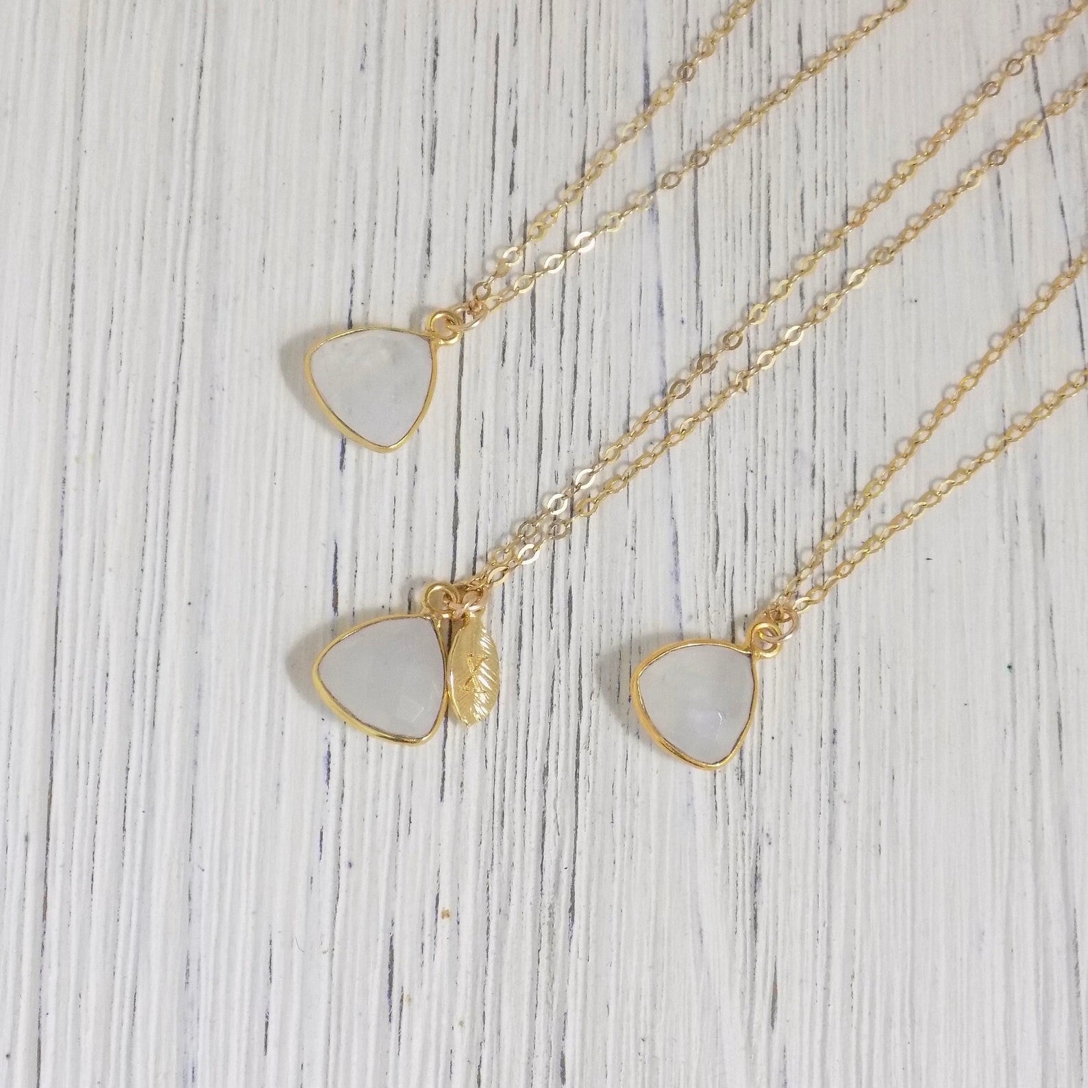 Moonstone Necklace - White Moonstone Necklace Gold