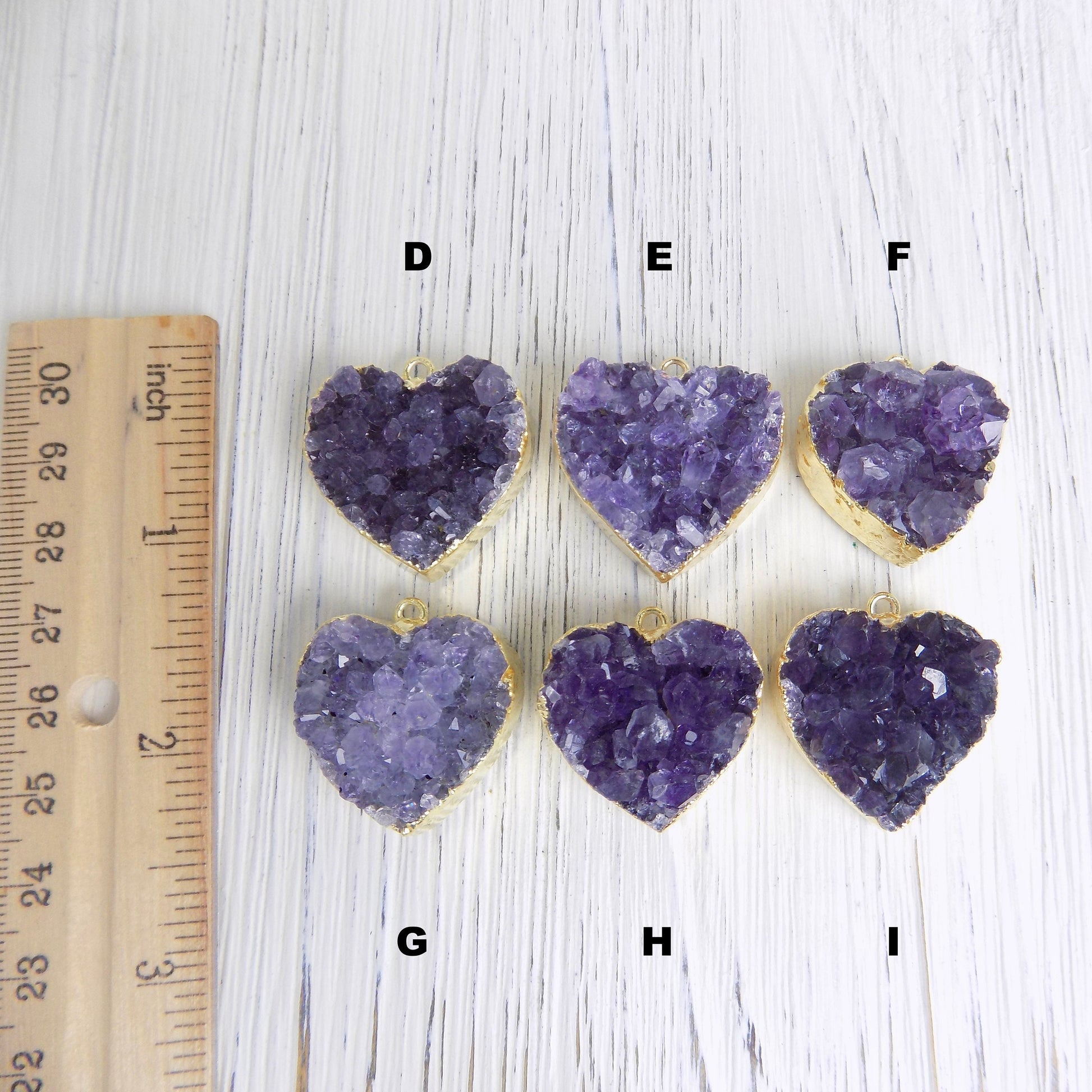 Heart Necklace, Amethyst Gemstone Necklace, Druzy Pendant, Gift Women, R11-06