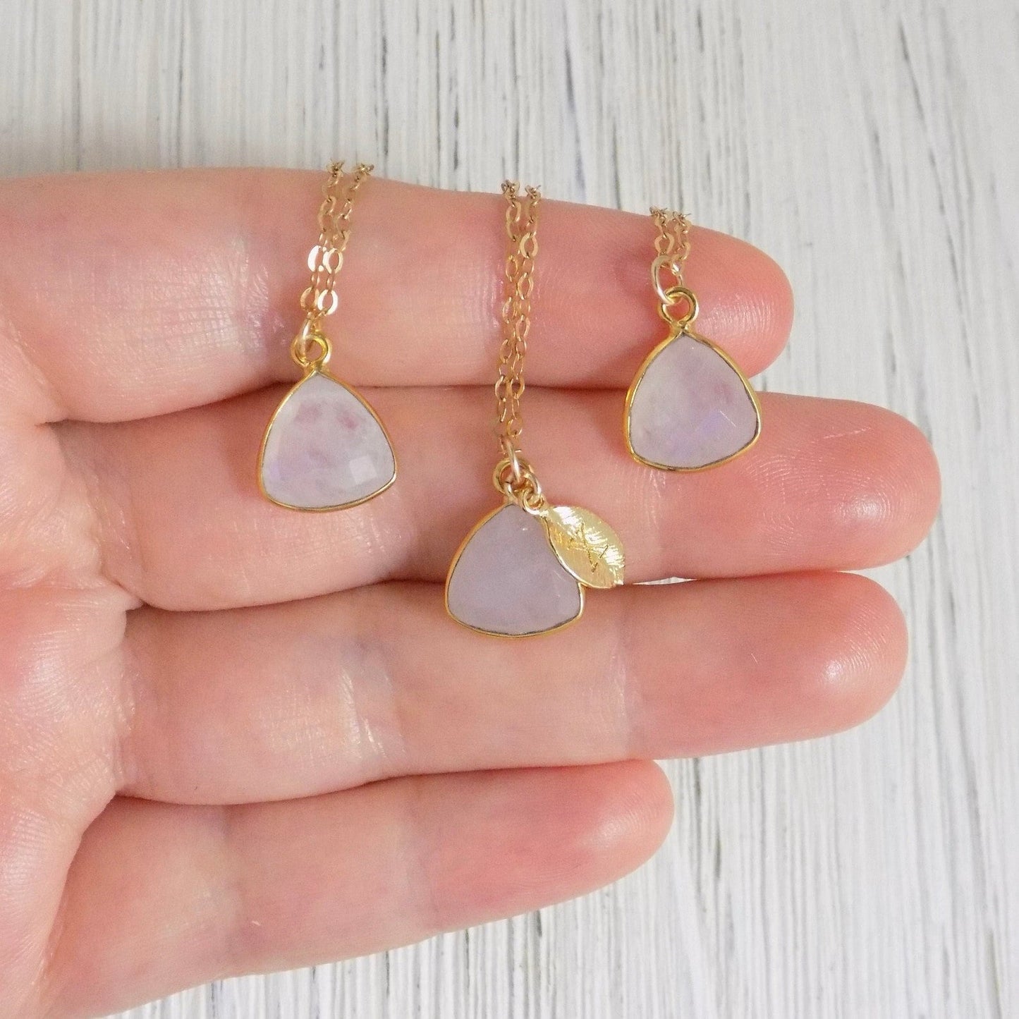 Moonstone Necklace - White Moonstone Necklace Gold