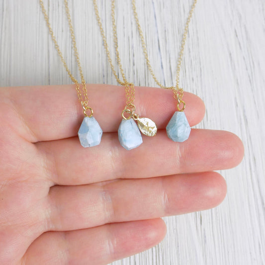 Blue Larimar Necklace Personalized, Raw Larimar Gemstone on 14K Gold Filled Chain, Christmas Gift For Best Friend, Gifts For Wife, M5-349