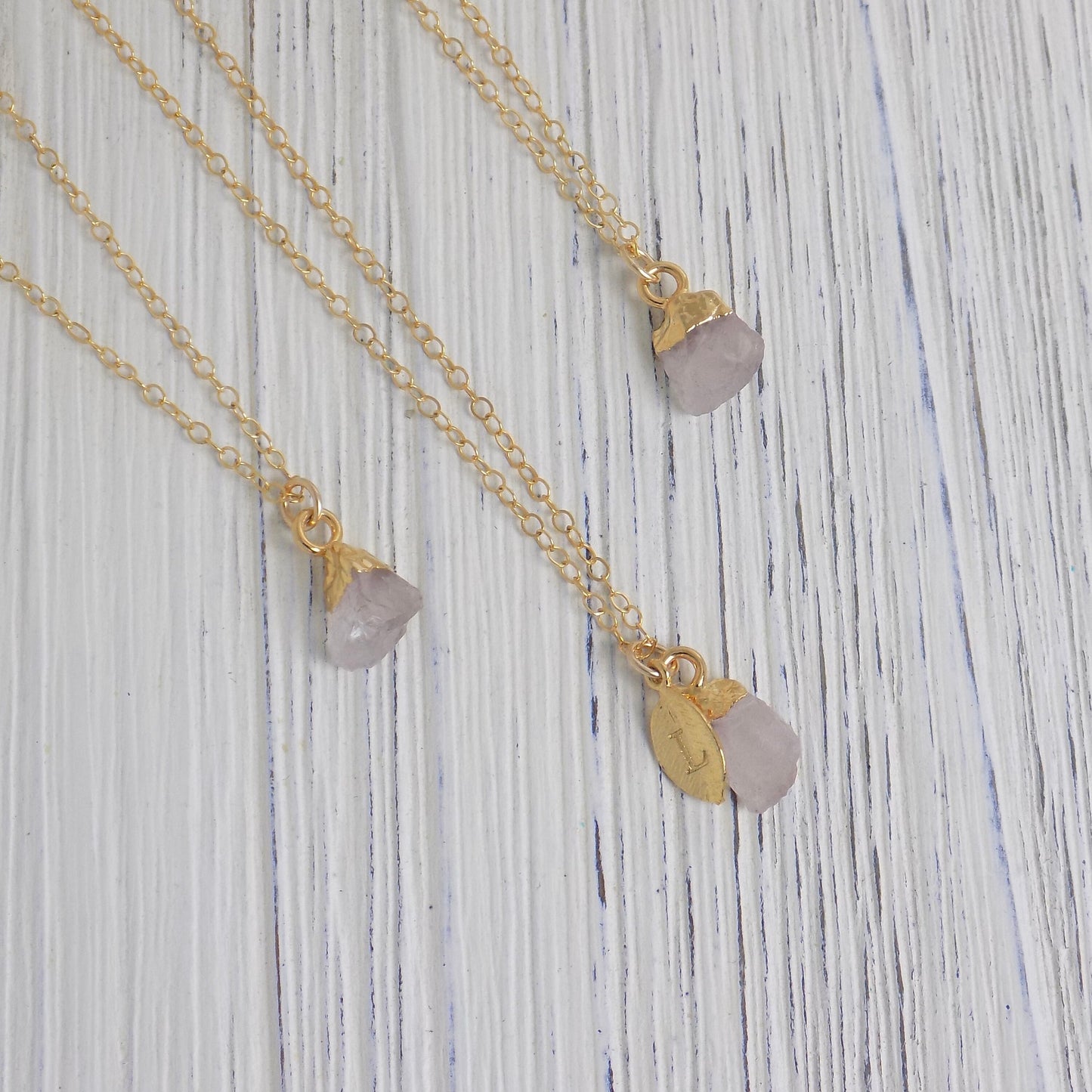 Gifts For Her - Raw Rose Quartz Necklace on 14K Gold Filled Chain