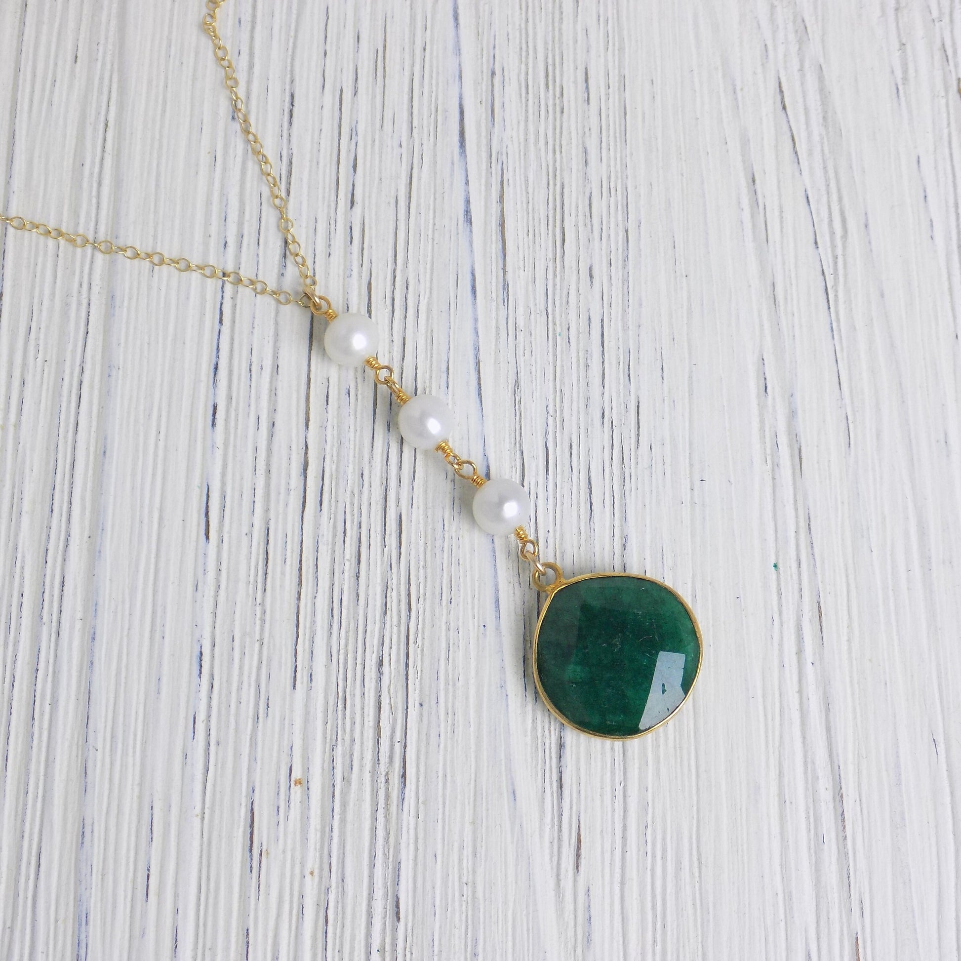 Emerald Necklace - Pearl Y Necklace