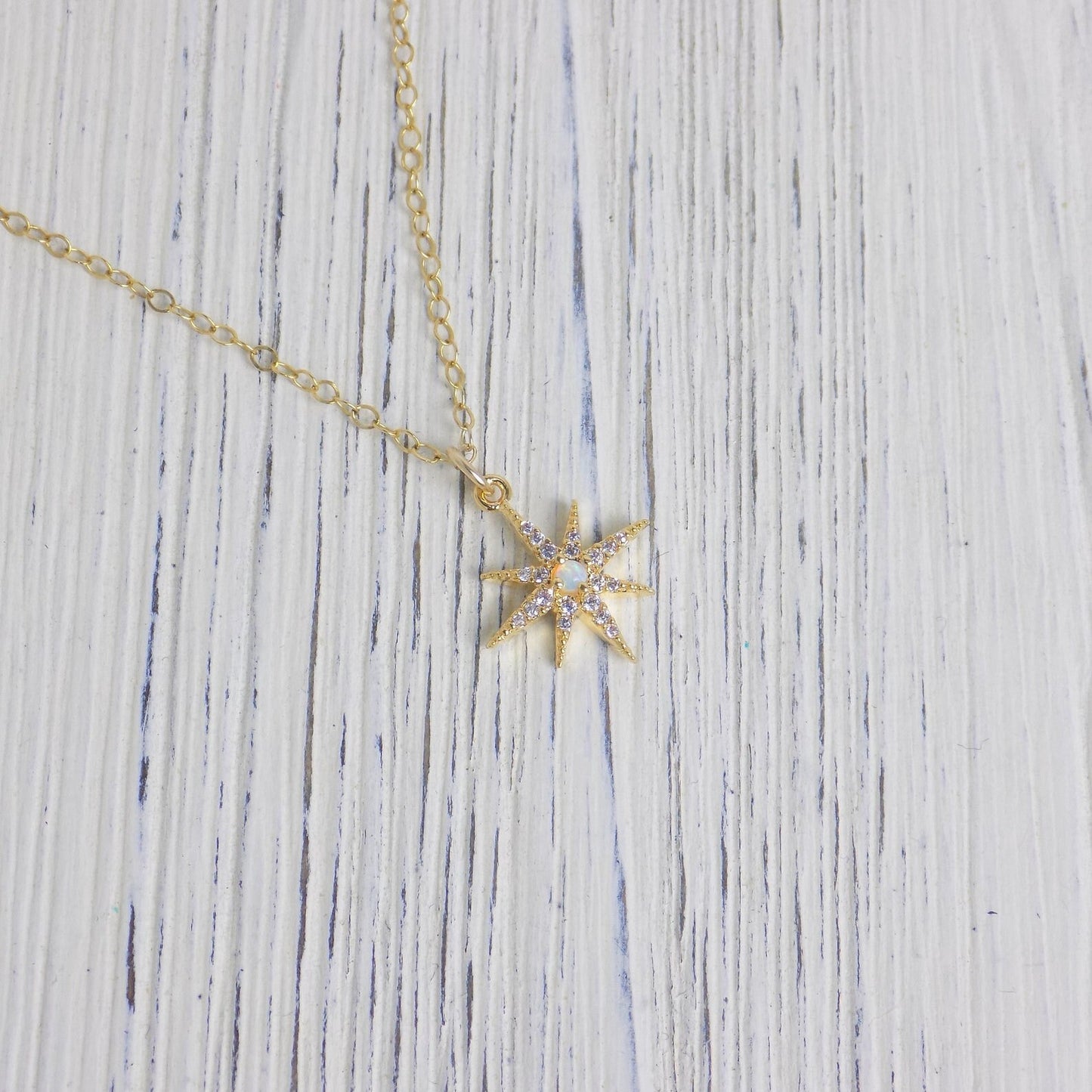 Gold Star Necklace - Opal Necklace Gold