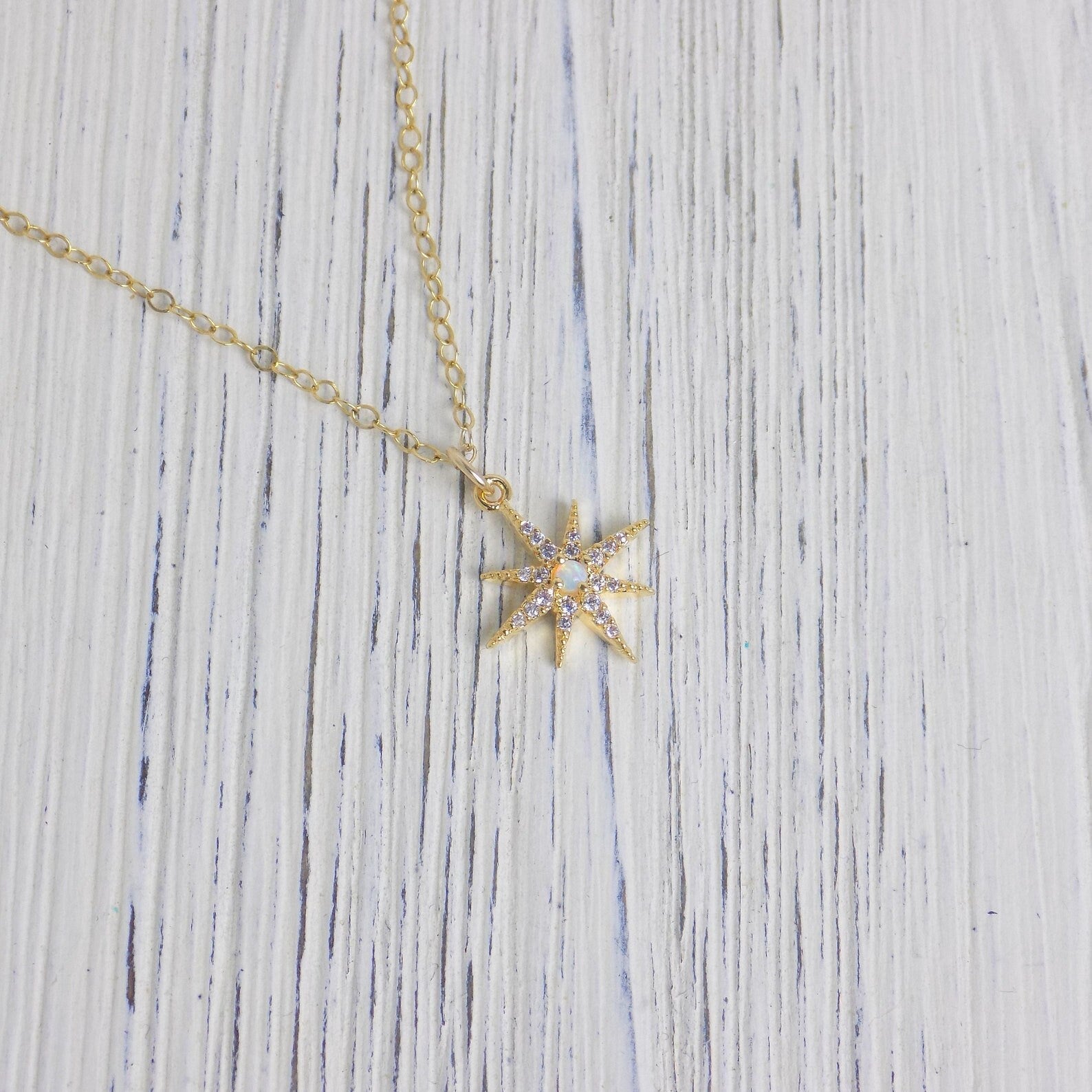 Gold Star Necklace - Opal Necklace Gold