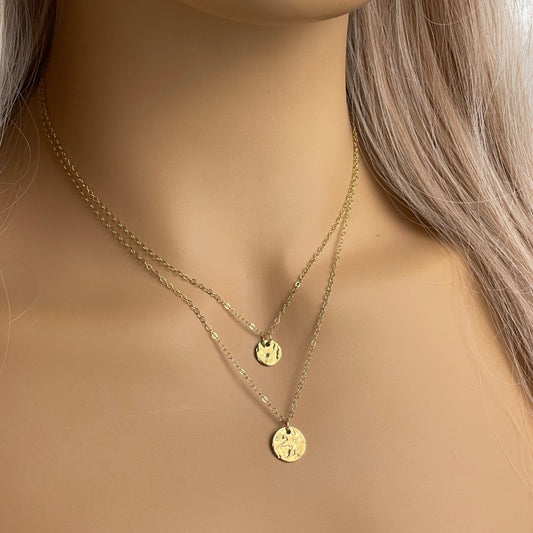 Gold Disc Necklace Set - Gold Layered Necklace