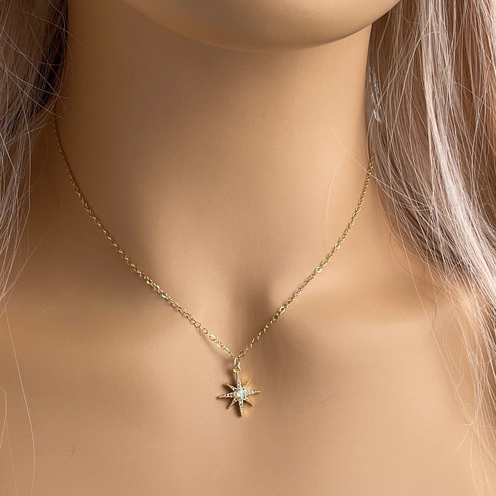 Gold Star Necklace - Opal Necklace Gold