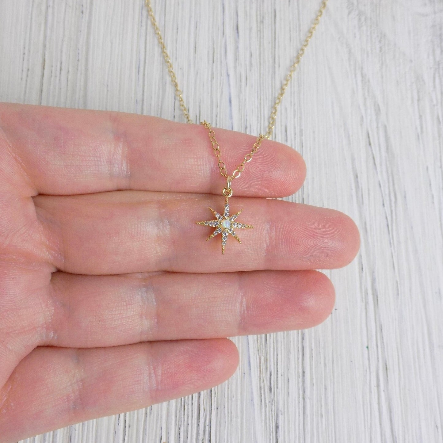 Gold Star Necklace - Opal Necklace Gold