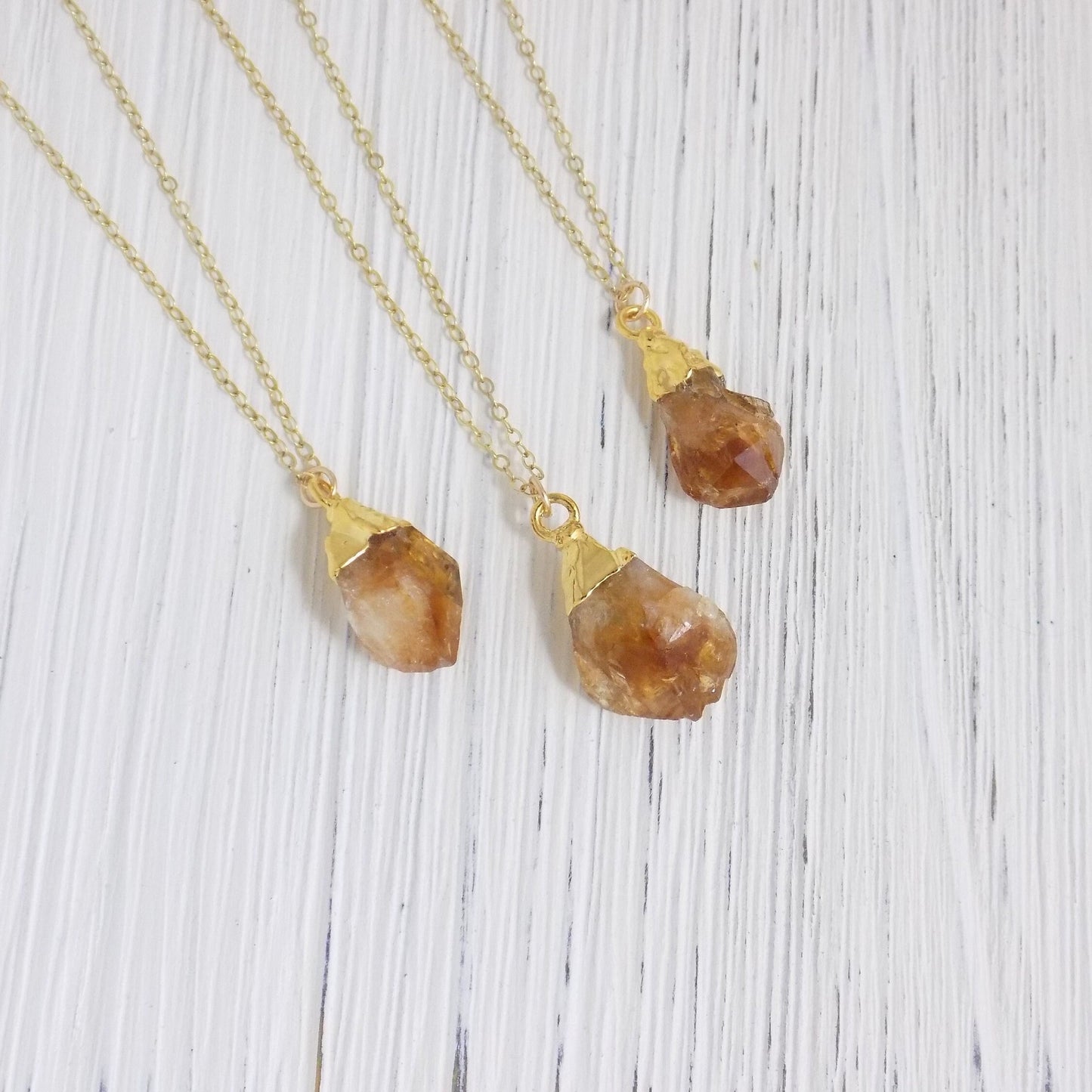 Raw Citrine Crystal Necklace Gold, Personalized Citrine Pendant, November Birthstone, Christmas Gift For Best Friend, R13-20
