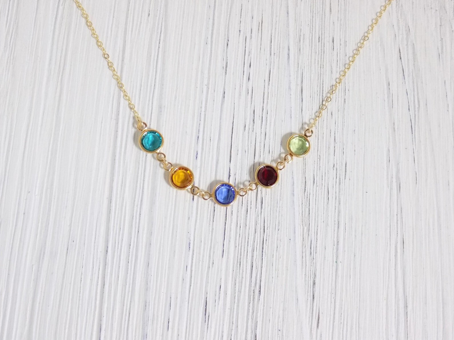 Dainty Birthstone Necklace - Family Birthstone Necklace Gold - Custom Birthday Gift - Mothers Gift - Mothers Day Gift For Mom - B-04