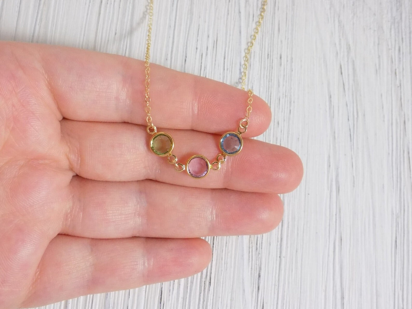 Dainty Birthstone Necklace - Family Birthstone Necklace Gold - Custom Birthday Gift - Mothers Gift - Mothers Day Gift For Mom - B-04