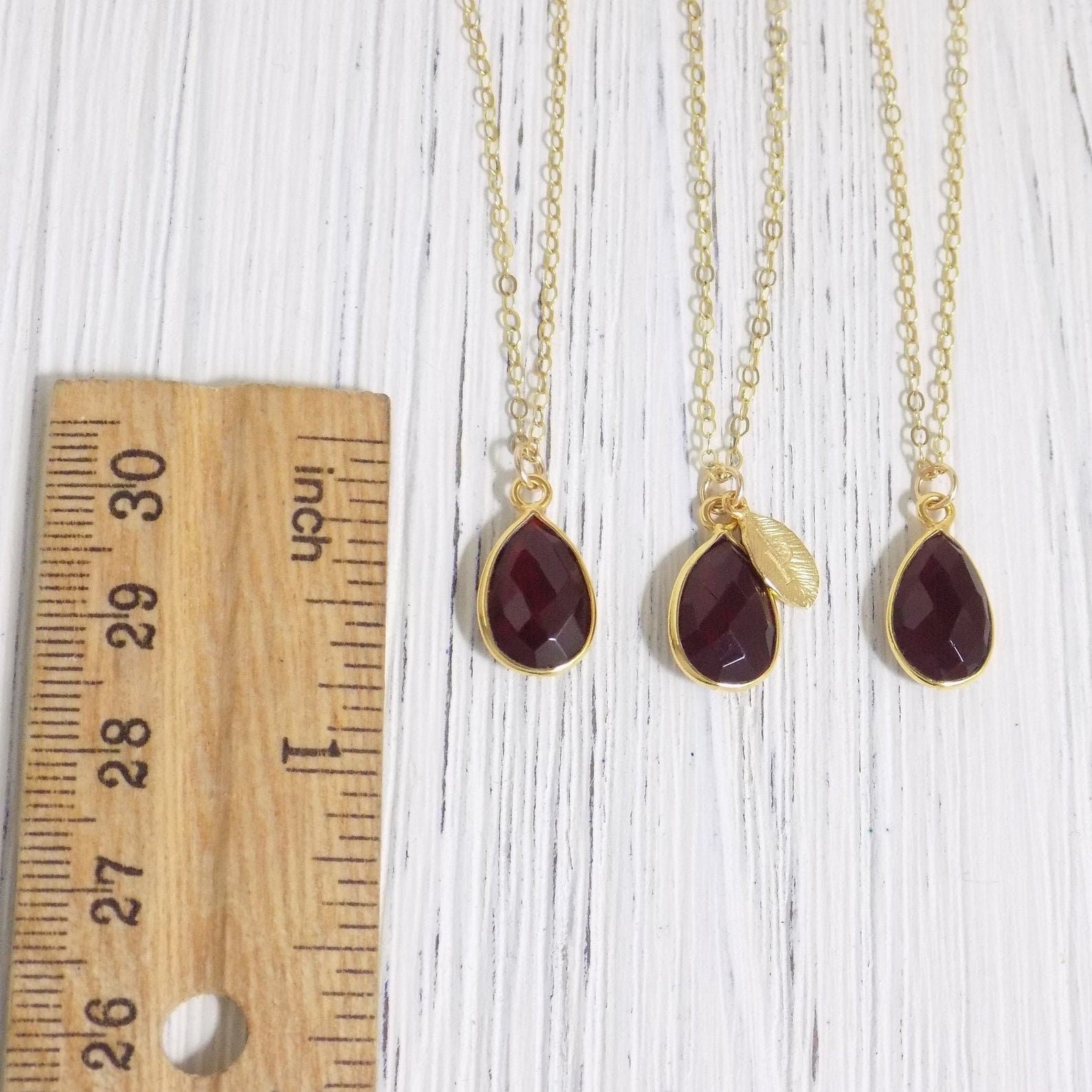 Garnet Necklace Gold Personalized, Wine Burgundy Crystal, January Birthstone, Valentines Day Gifts For Her, M4-44