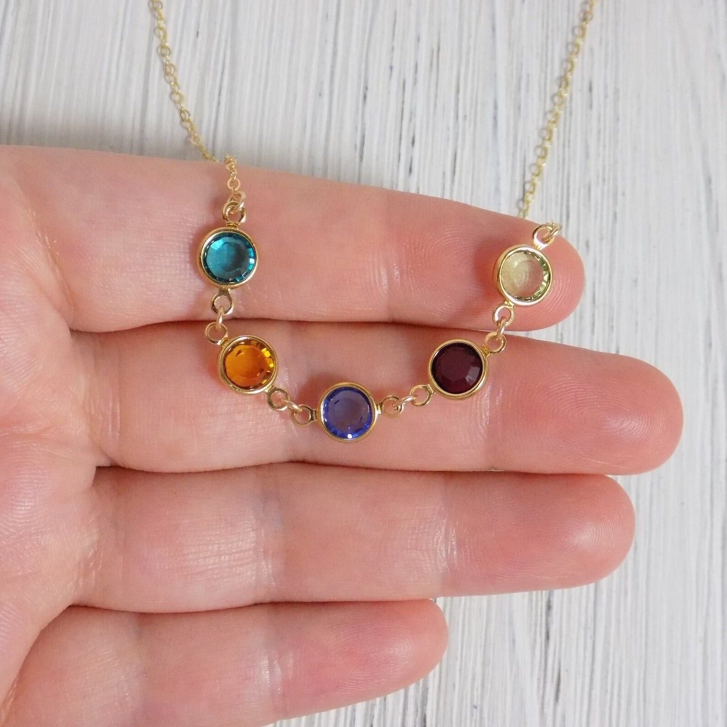 Dainty Birthstone Necklace - Family Birthstone Necklace Gold - Custom Birthday Gift - Mothers Gift - Mothers Day Gift For Mom - B-04