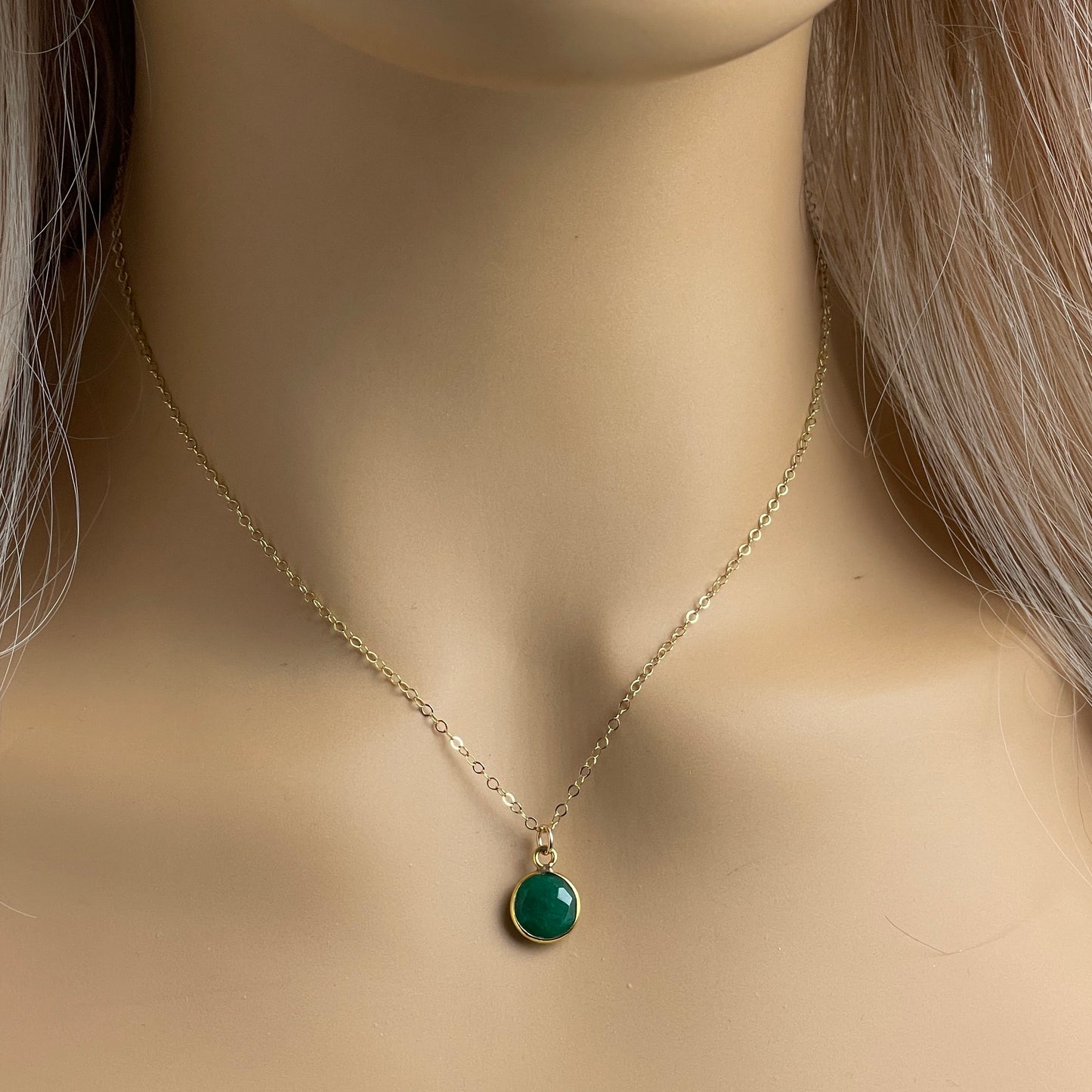 Raw Emerald Necklace - Small Emerald Pendant Necklace