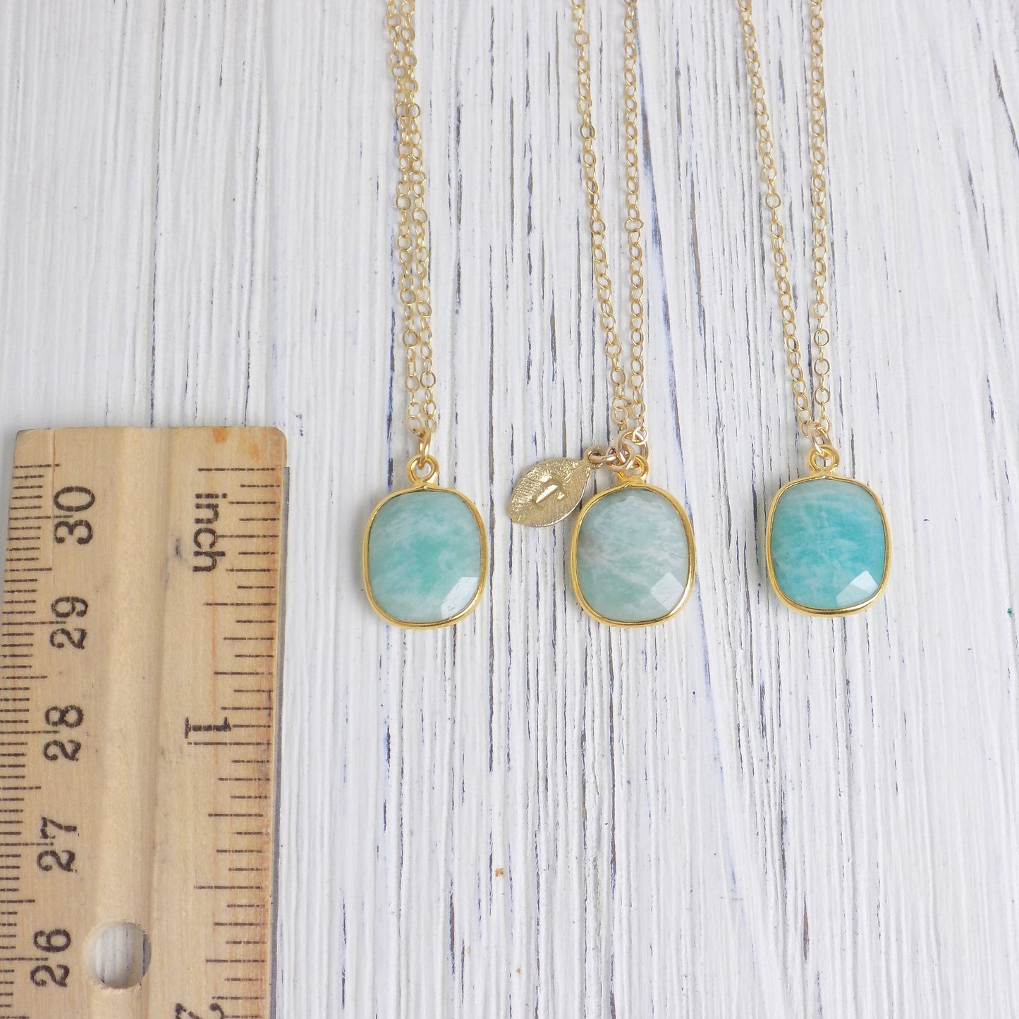 Personalized Gifts For Her, Amazonite Necklace on 14K Gold Filled Chain with Custom Initial Charm, M6-37