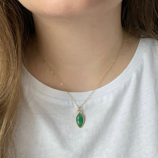 Emerald Necklace - Personalized Emerald Necklace Gold Fill