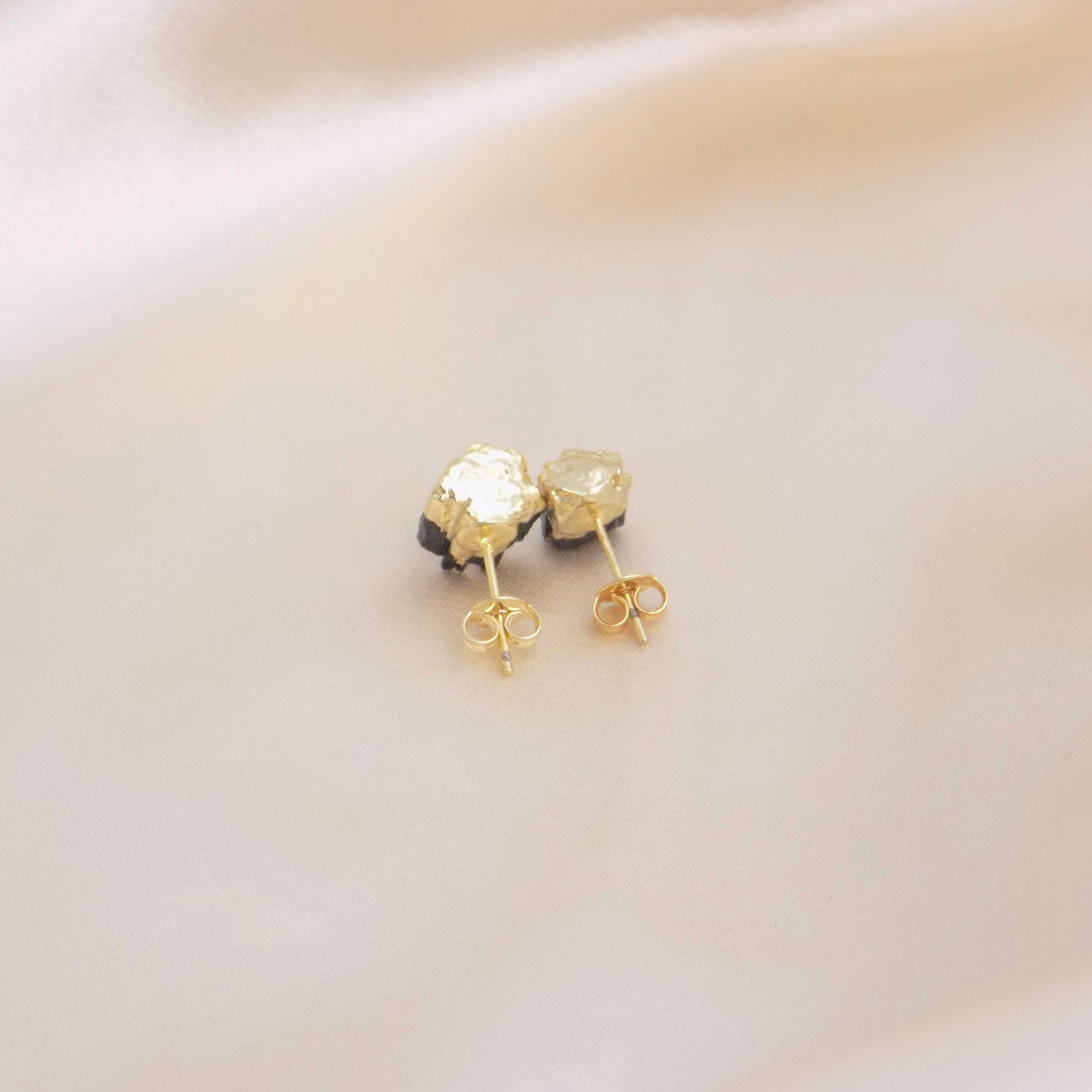 Raw Black Tourmaline Earrings Stud, Boho Chunky Crystal Studs, Gifts For Her, G13-532