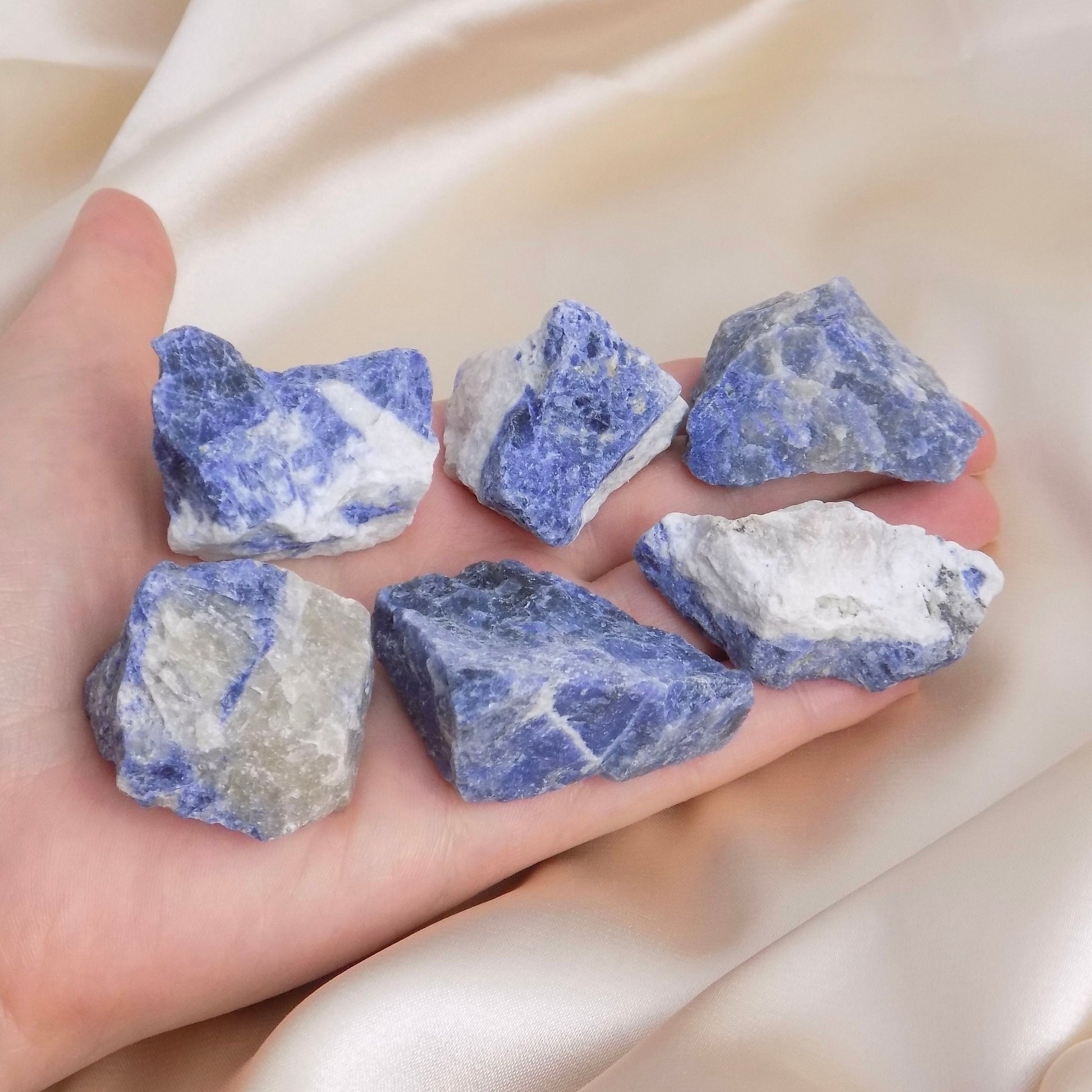 Raw Sodalite Crystal, Rough Sodalite Blue White Stone, Boho Home Decor, Coffee Table Accessories, Balancing Healing Crystals Chakra, M6-112