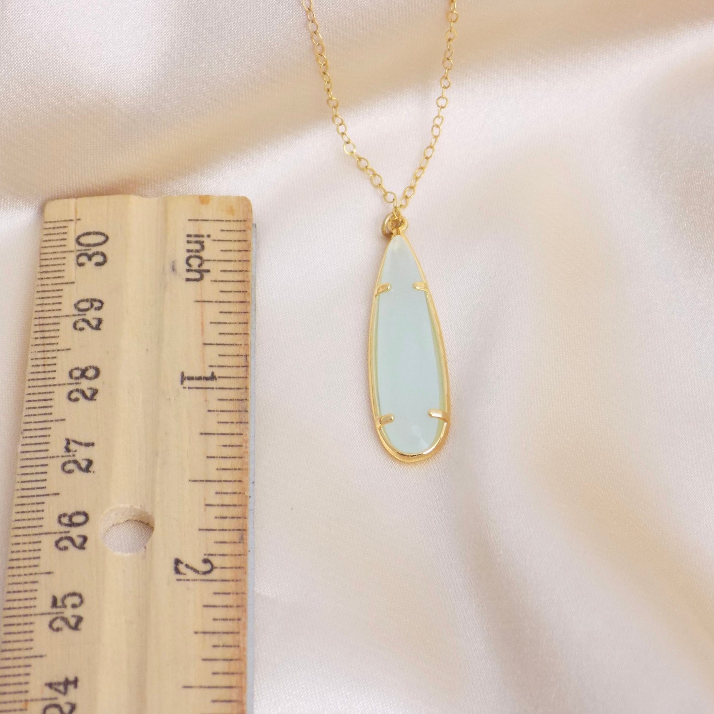 Aqua Chalcedony Gemstone Necklace Gold, Sea Foam Chalcedony Pendant, Christmas Gifts For Her, M6-122