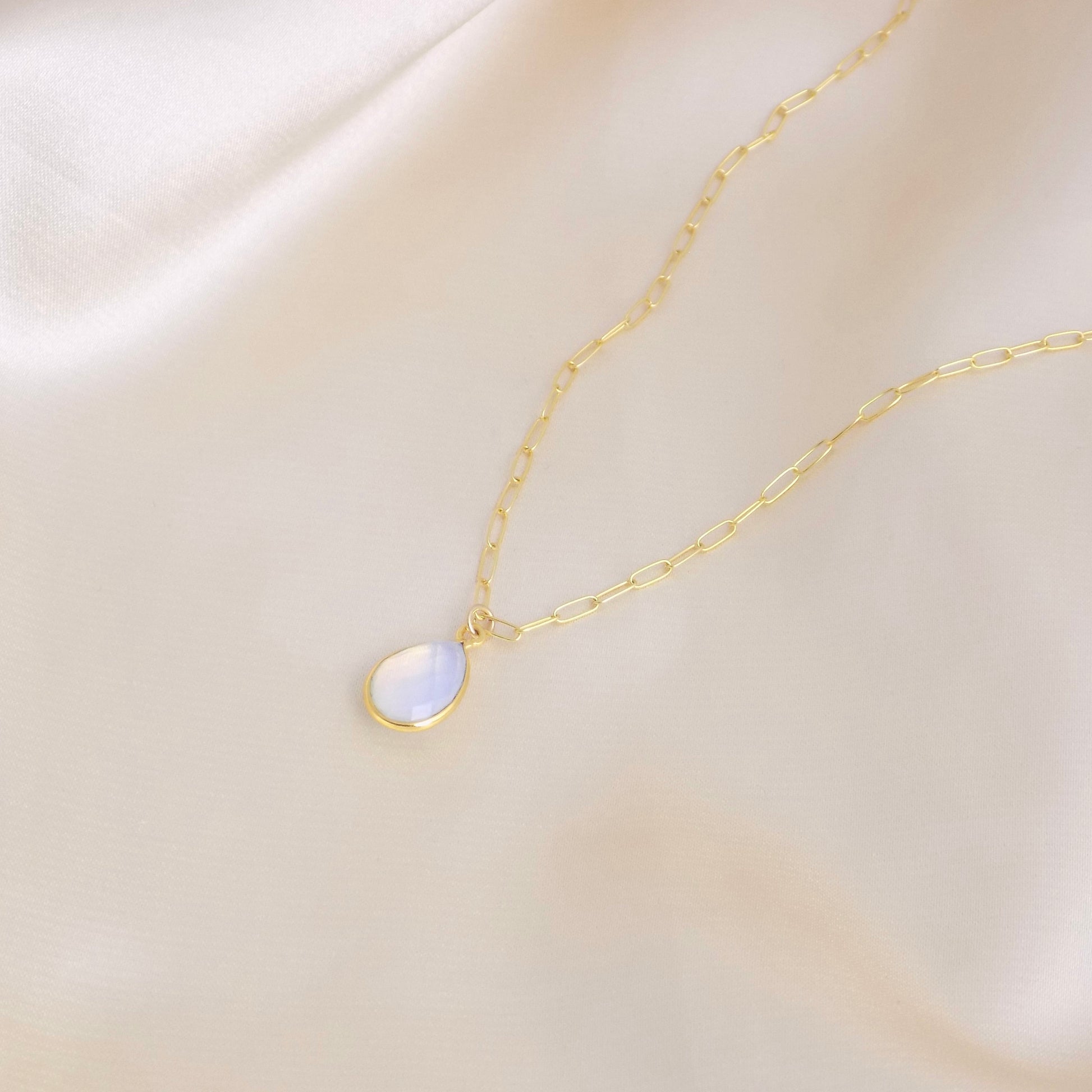 Unique Birthday Gift, Opal Necklace Gold, Paperclip Chain 14K Gold Filled, October Birthstone Jewelry, Gift For Best Friend, M6-95
