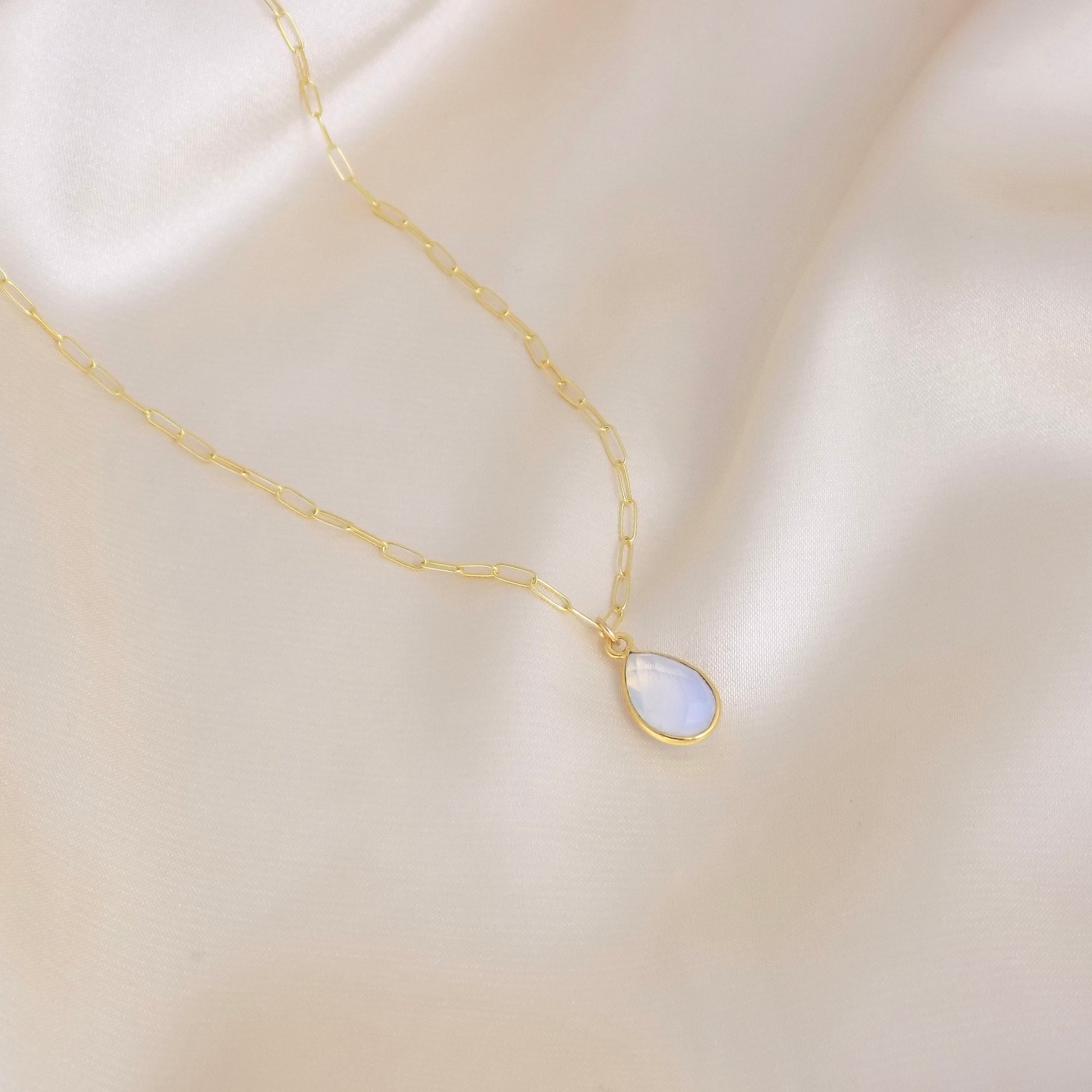 Unique Birthday Gift, Opal Necklace Gold, Paperclip Chain 14K Gold Filled, October Birthstone Jewelry, Gift For Best Friend, M6-95