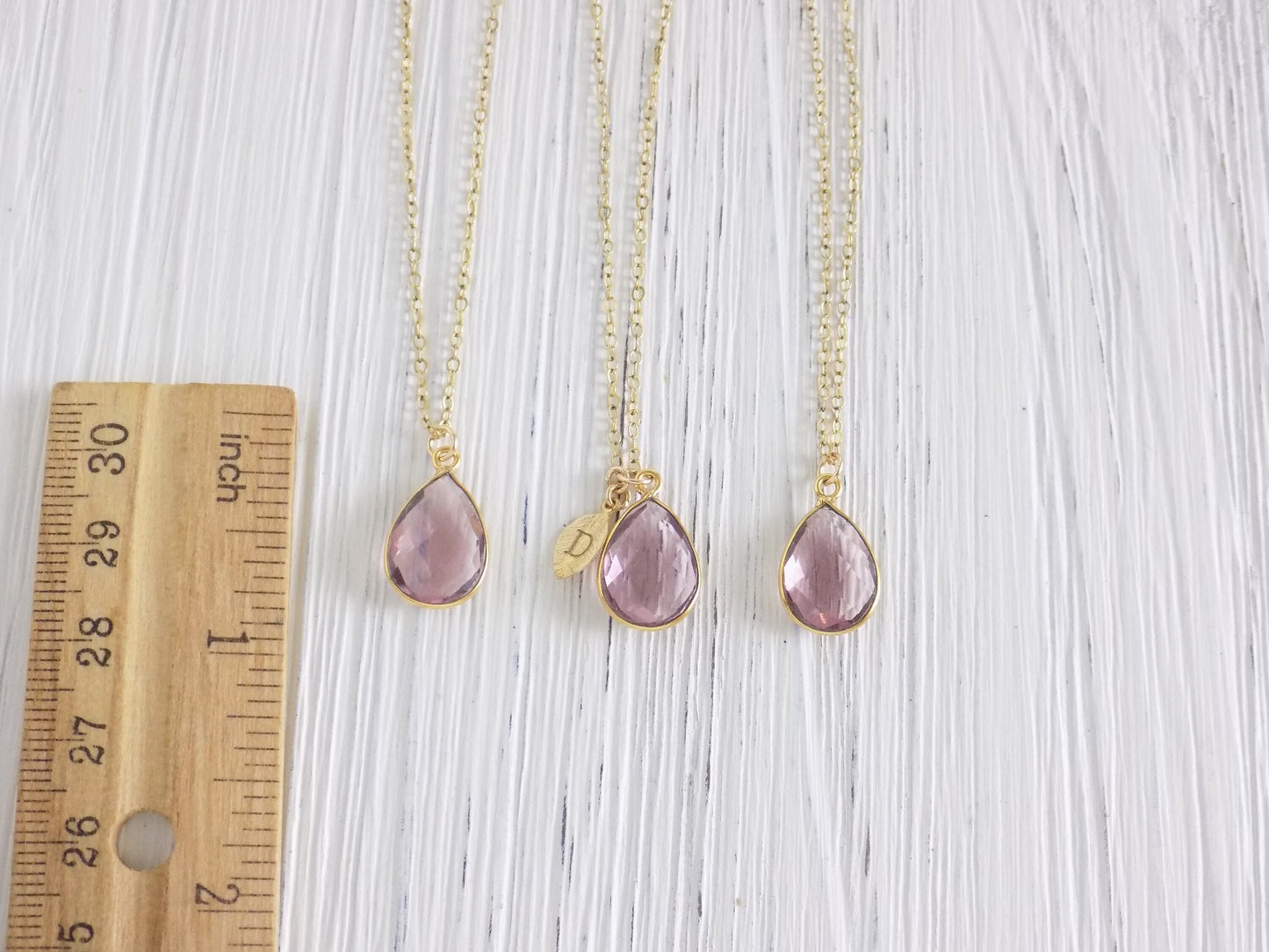 Gift For Mom, Morganite Necklace Gold, Personalized Blush Pink Purple Crystal Pendant, M2-20