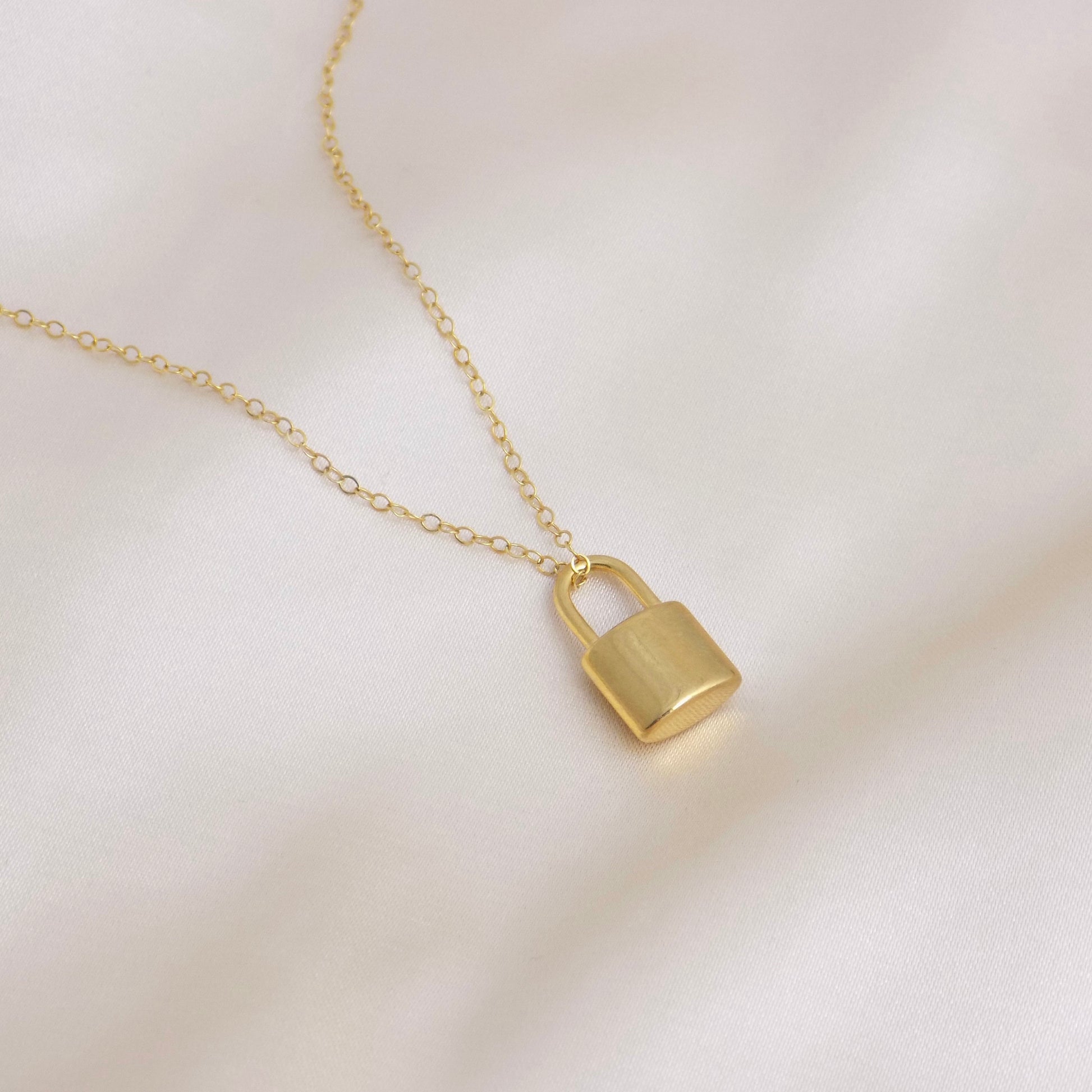 18K Gold Plated Paperclip Chain and Lock Necklace, Padlock Necklace, Gold Lock Necklace, Minimalist Necklace