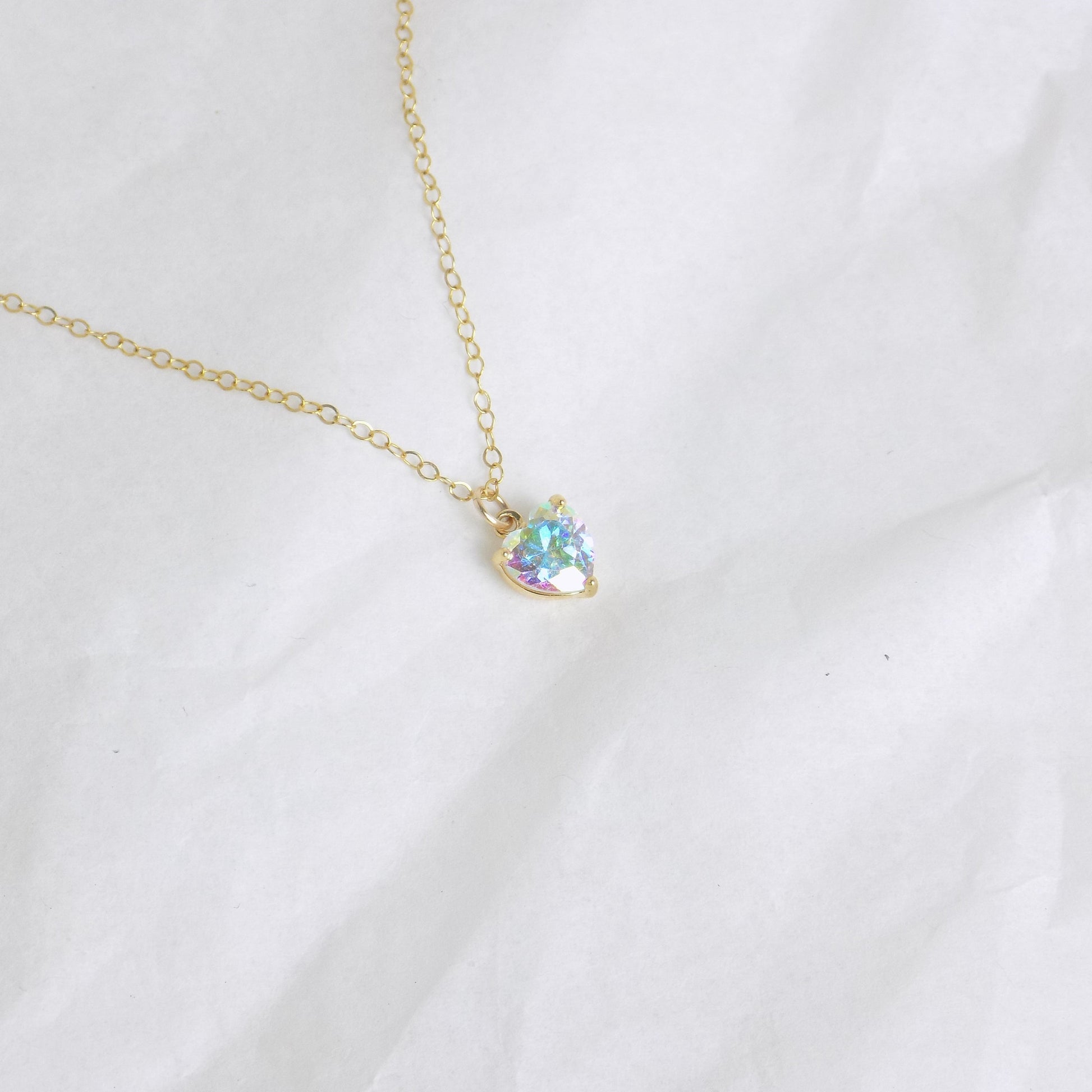 Tiny Heart Necklace, Purple Aura Quartz Heart Charm Necklace Layering Gold, Best Friend Gift, M6-40