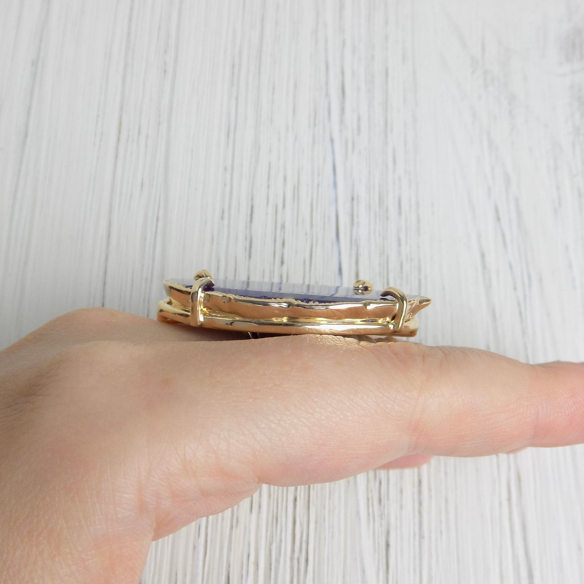 Boho Purple Agate Ring, Geode Ring, Statement Ring, Statement Jewelry Slice Agate Ring Large Stone Ring Crystal Ring Gold Adjustable G14-197