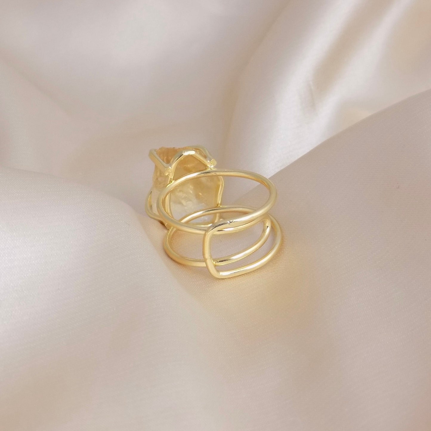 Citrine Ring Gold - Raw Citrine Ring