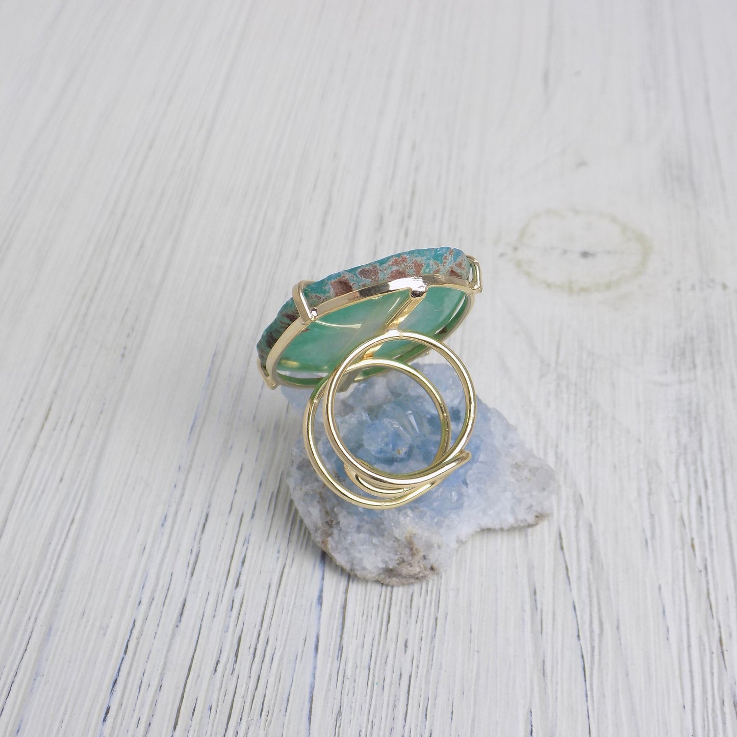 Unique Ring - Green Agate Ring