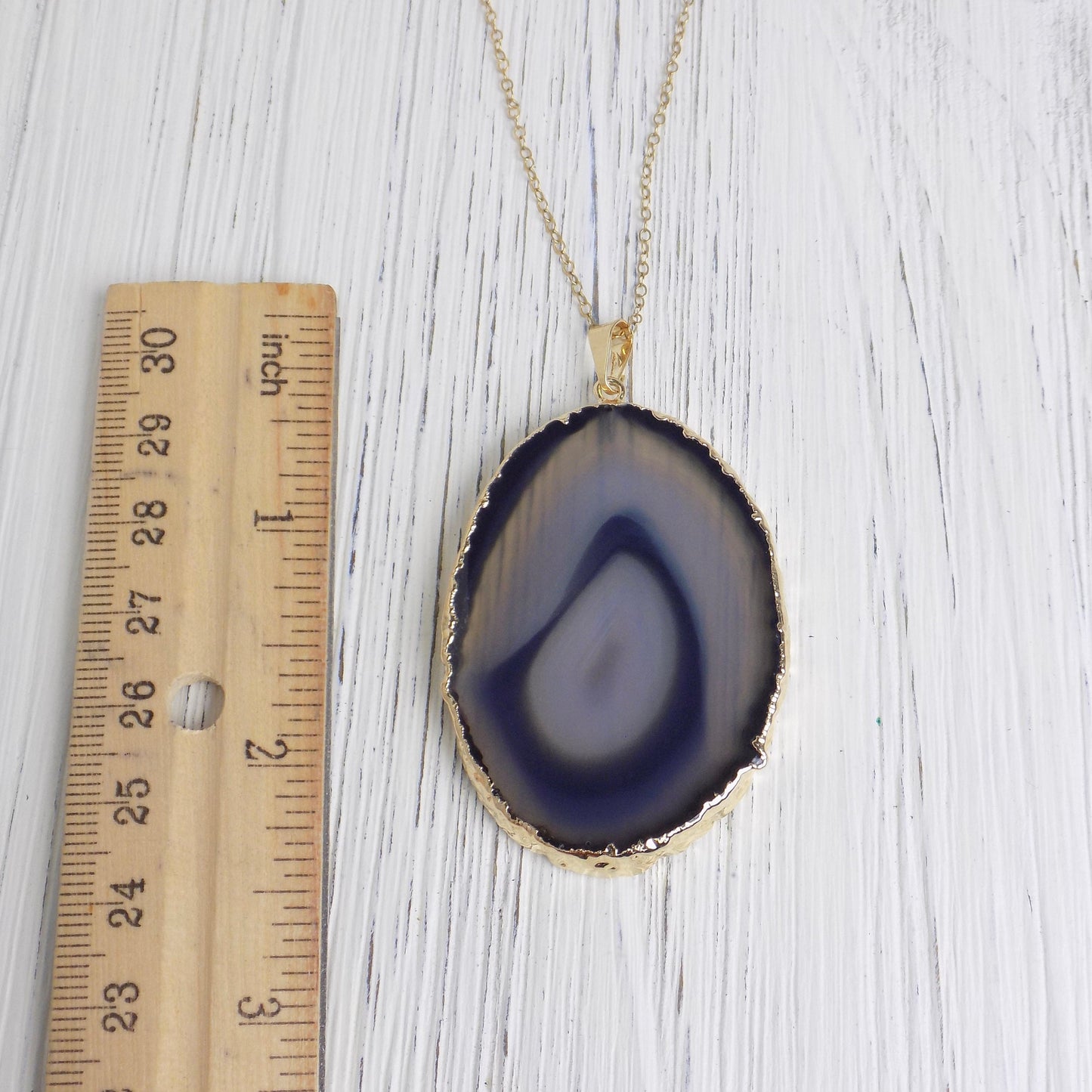 Unique Crystal Necklace, Black Agate Necklace Gold, Long Slice Pendant Necklaces Women's, Gifts For Mom, G14-208
