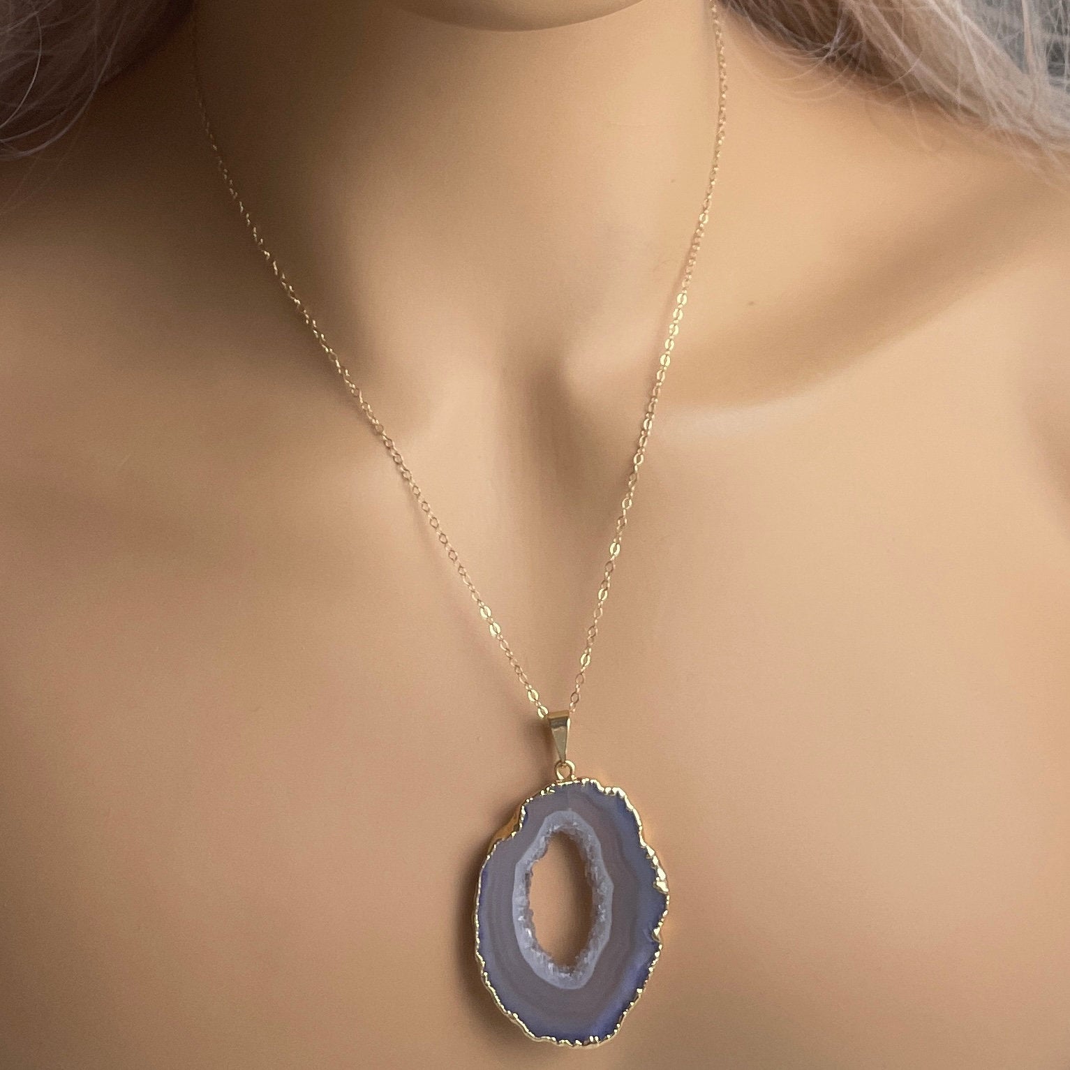 Purple Statement Necklace - Large Geode Necklace