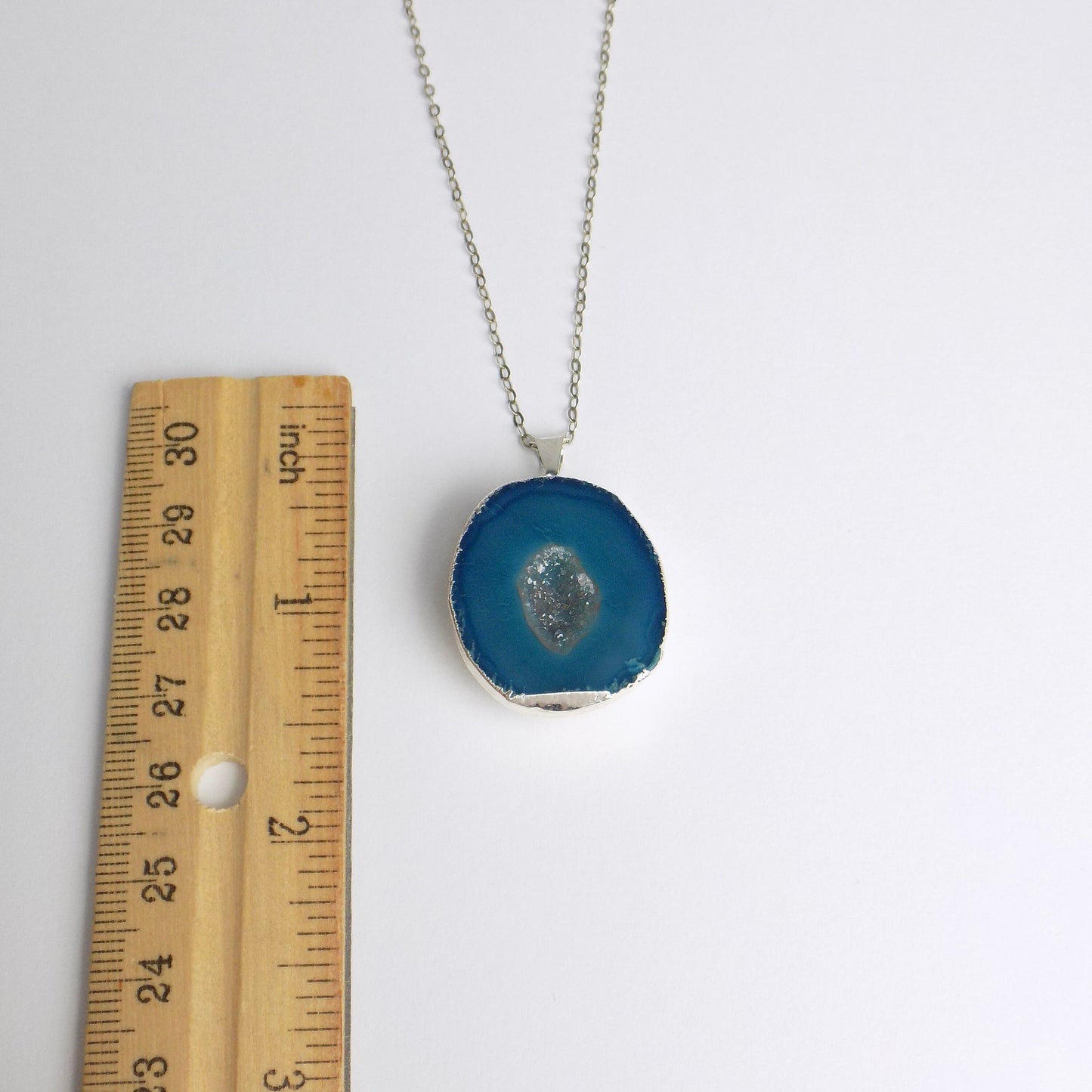 Mom Gift - Small Geode Necklace Silver