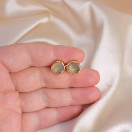 Citrine Earrings Studs Gold, Raw Crystal Earrings, Yellow Gemstone Stud Earring For Women, Gifts for Mom, M6-757