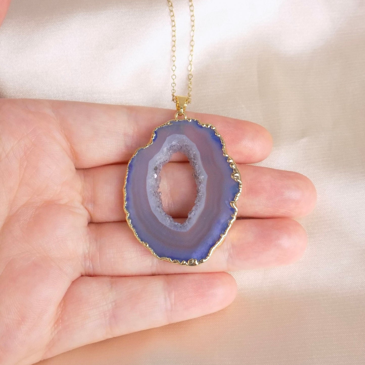 Purple Statement Necklace - Large Geode Necklace