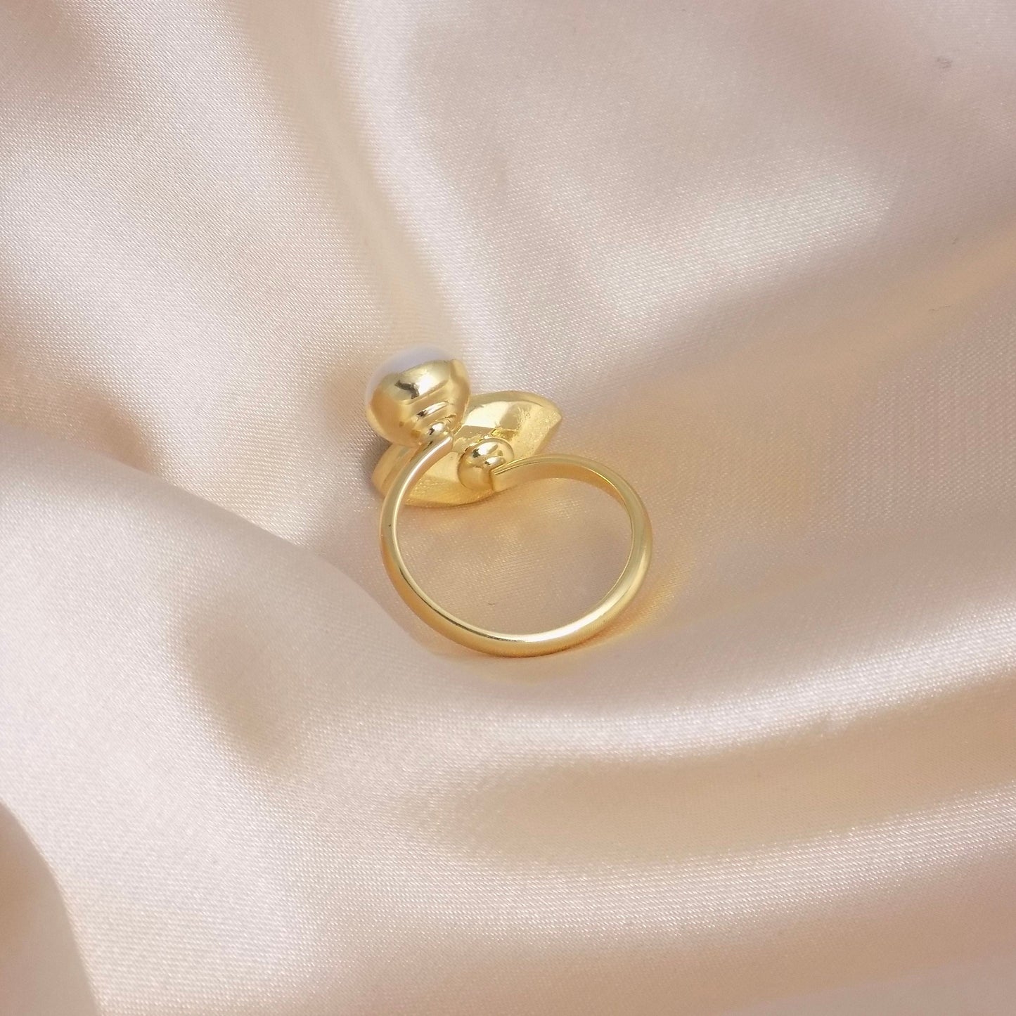 Amazonite Ring, Freshwater Pearl Ring, Gold Adjustable Multistone Statement Rings, Gift Women, M6-739