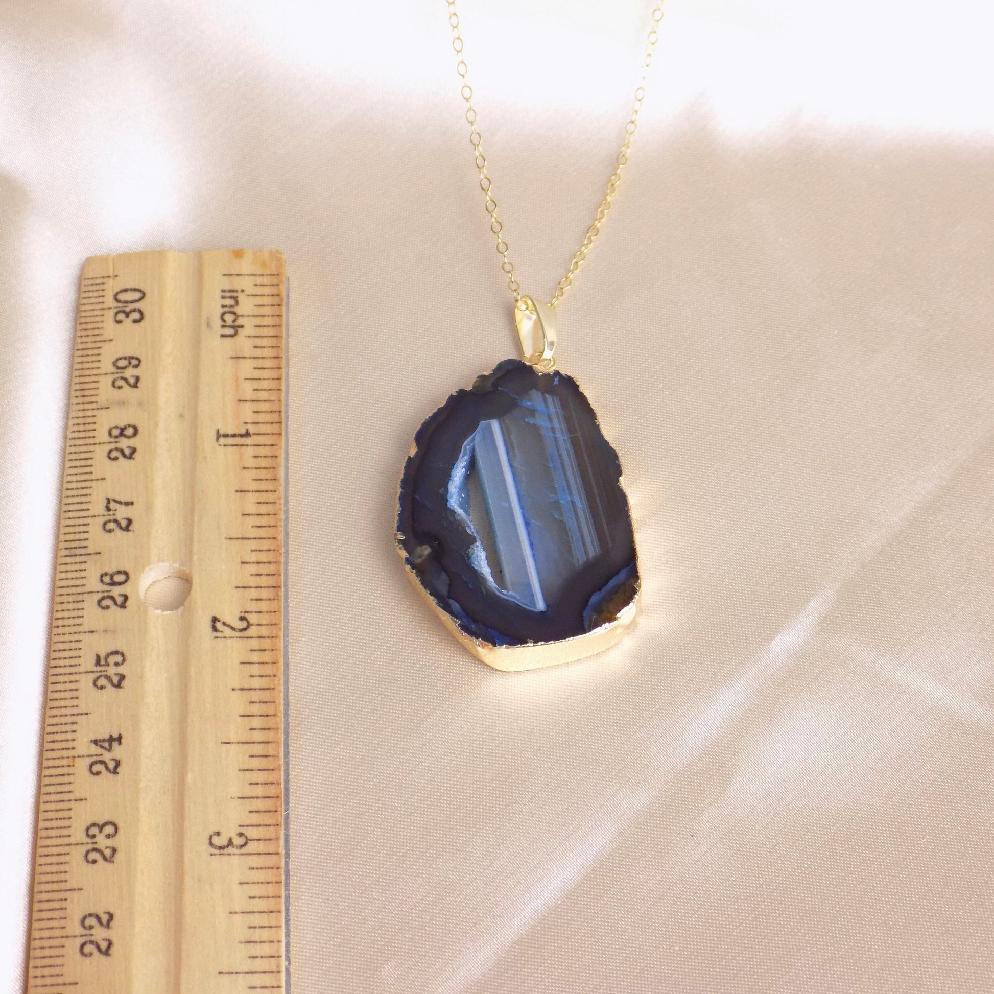 Black Geode Necklace Gold, Unique Druzy Crystal Pendant, Personalized Christmas Gift For Her, G14-753