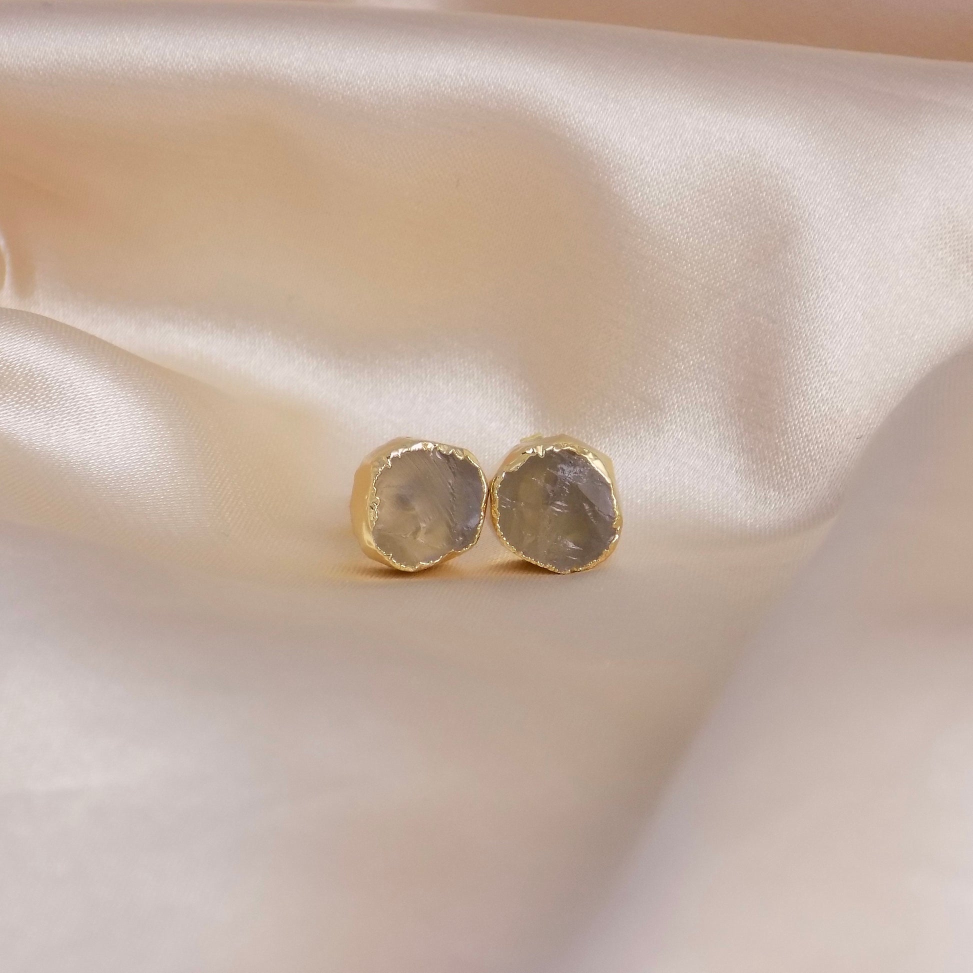 Citrine Earrings Studs Gold, Raw Crystal Earrings, Yellow Gemstone Stud Earring For Women, Gifts for Mom, M6-757