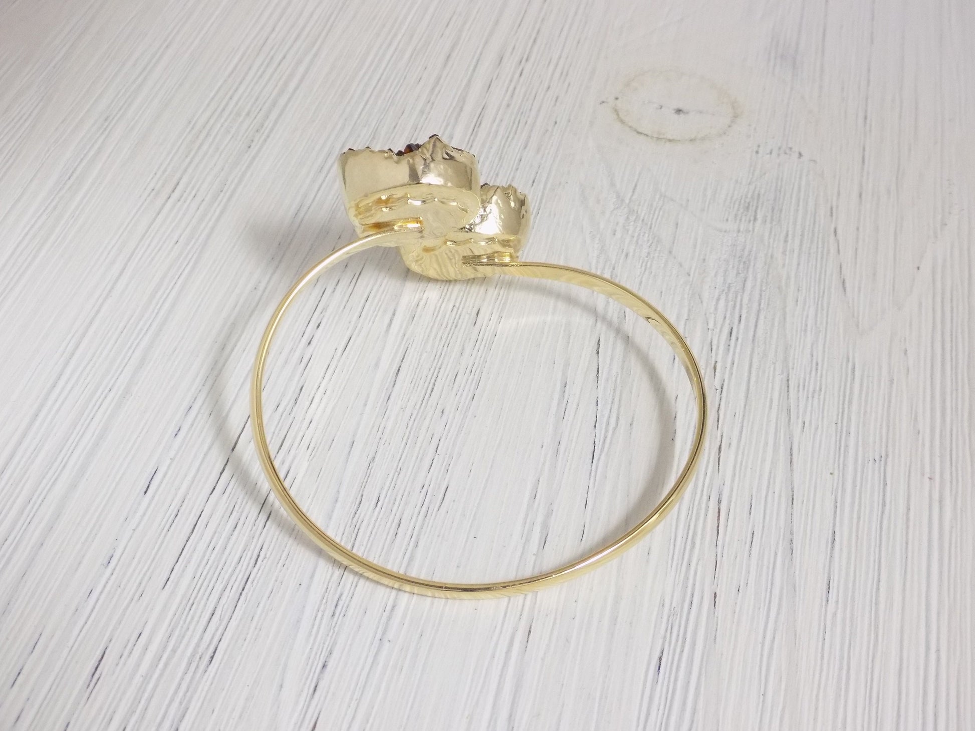 Gifts For Her, Statement Bracelet, Large Druzy Bracelet Adjustable, Citrine Crystal Bangle Gold, G10-93